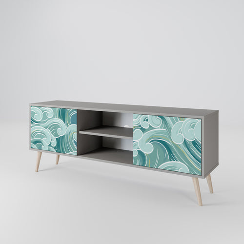 ASIAN SWAY 2-Door TV Stand in Grey Finish