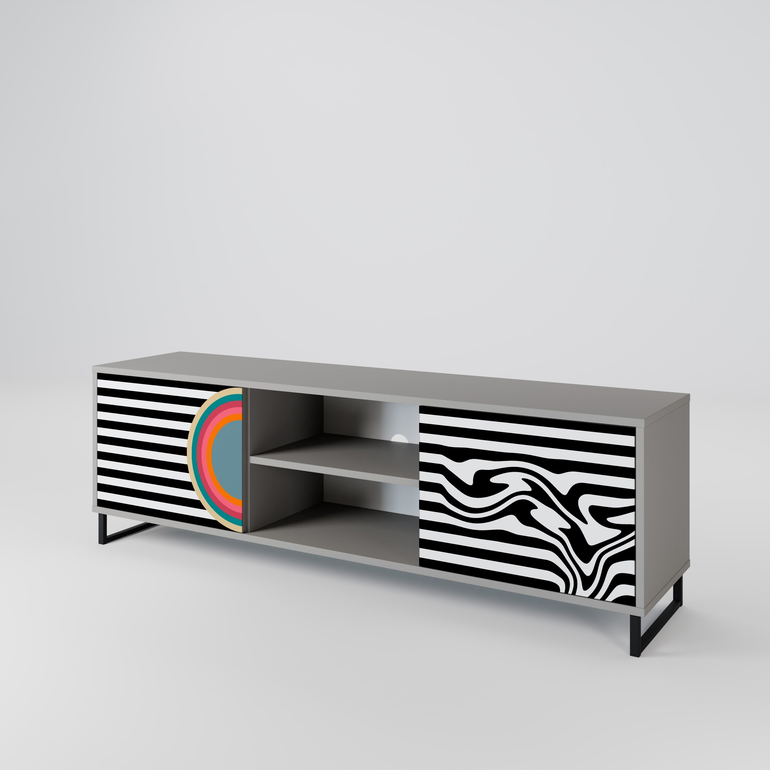 SPECTRA SHOWCASE Móvel de TV com 2 Portas em Acabamento Cinzento