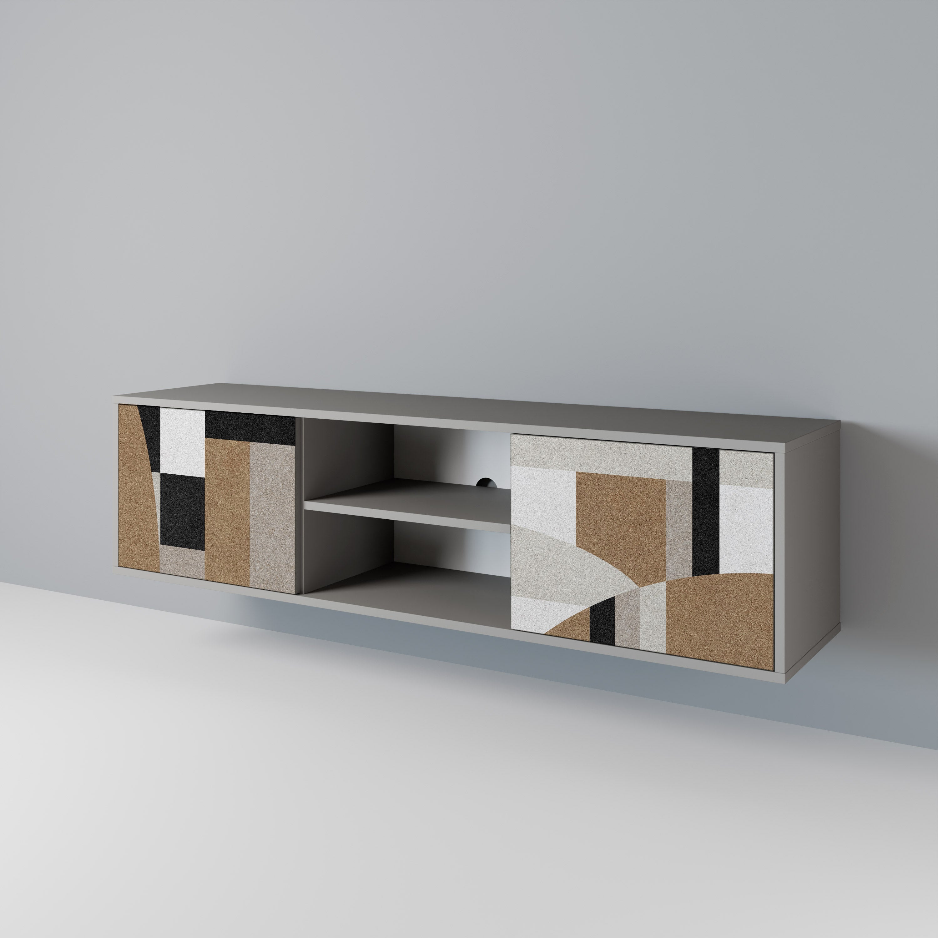 DELICATE MEMENTO Móvel de TV com 2 Portas em Acabamento Cinzento