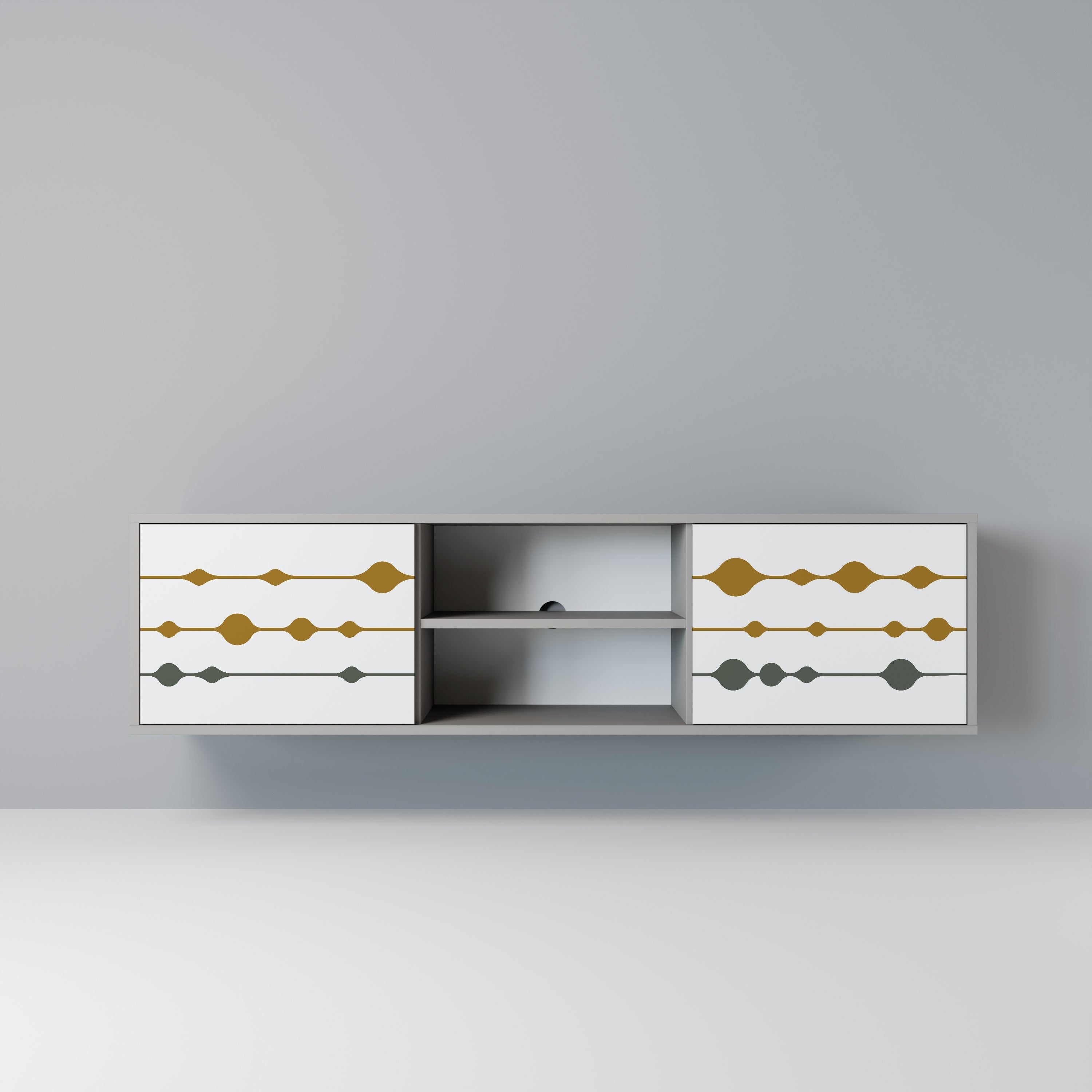 VIVID TONE Móvel de TV com 2 Portas em Acabamento Cinzento