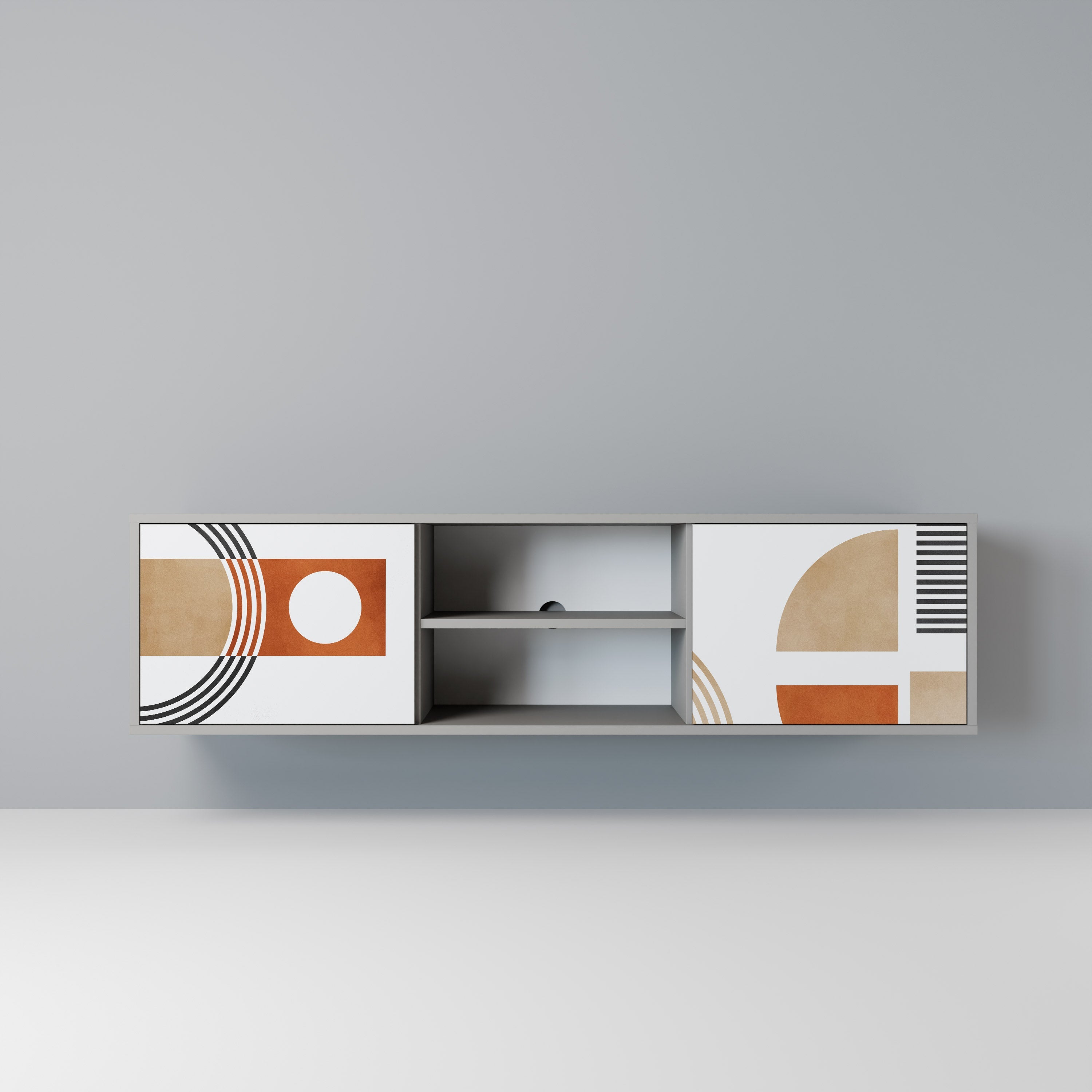 CIRCLE RHYTM Móvel de TV com 2 Portas em Acabamento Cinzento