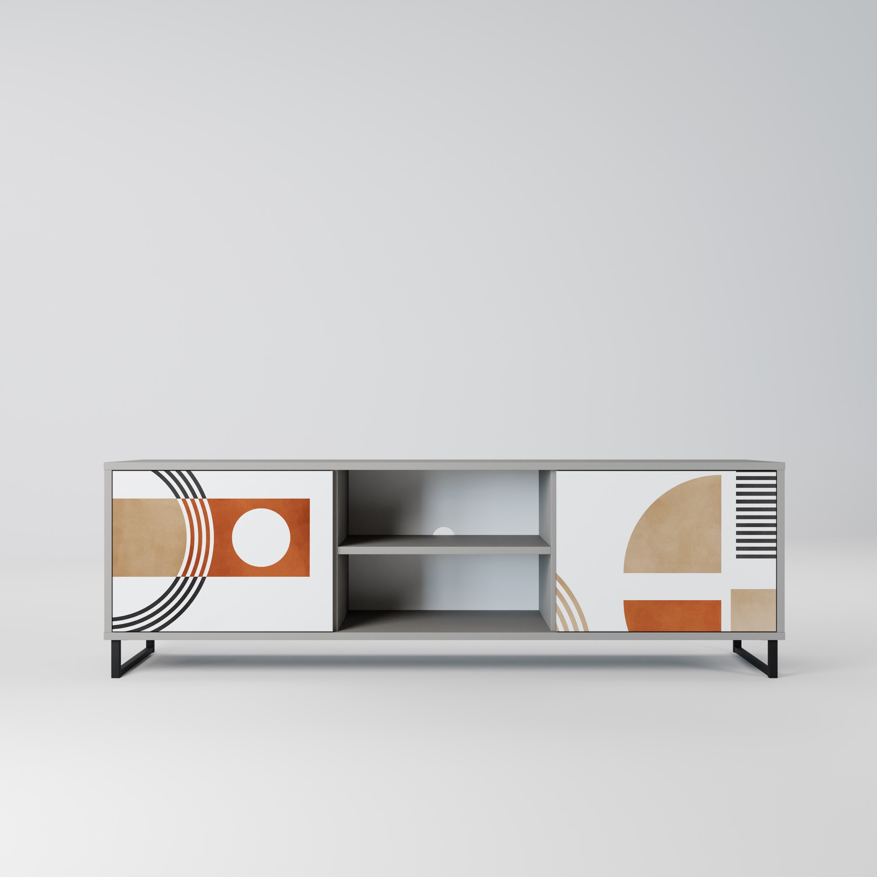 CIRCLE RHYTM Móvel de TV com 2 Portas em Acabamento Cinzento