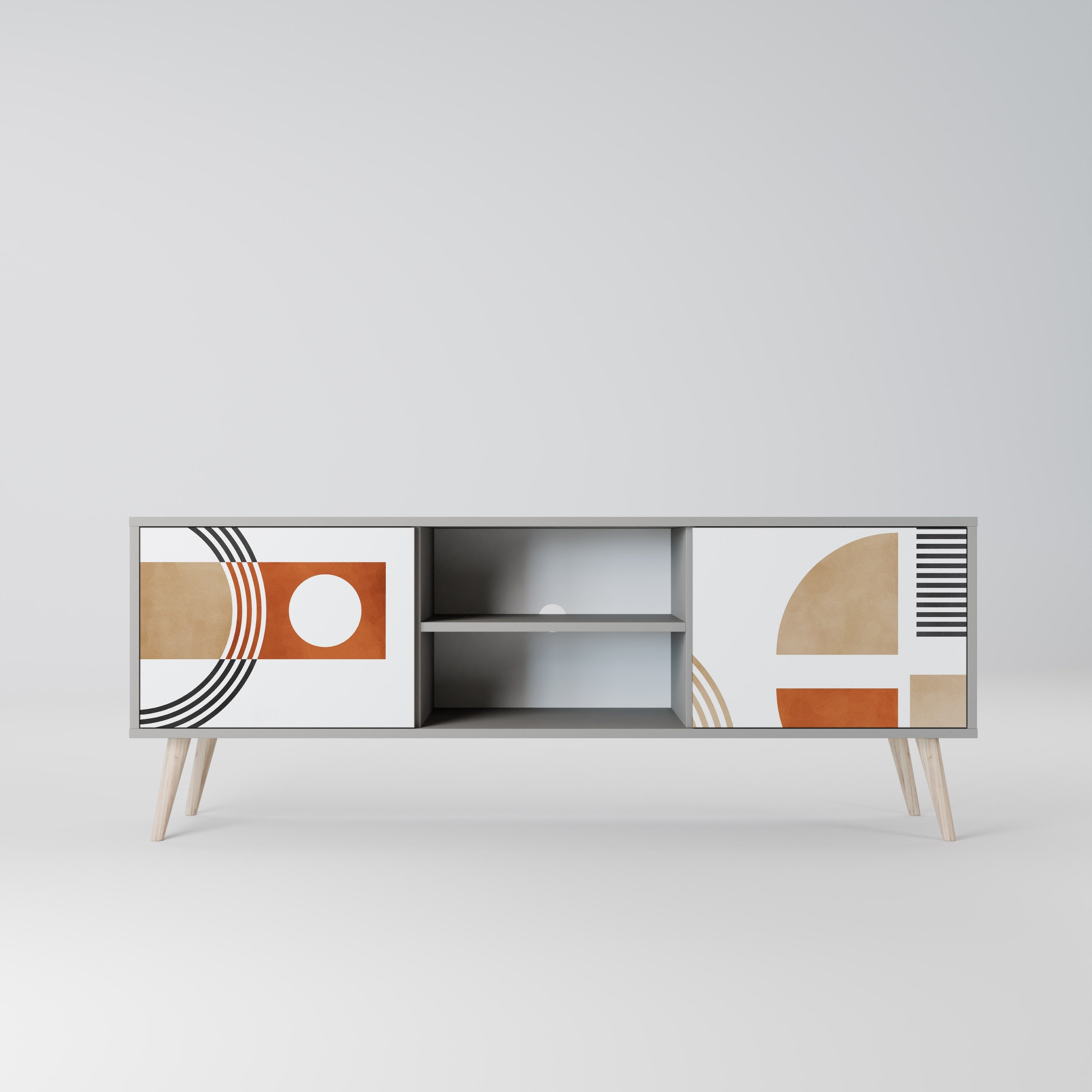 CIRCLE RHYTM Móvel de TV com 2 Portas em Acabamento Cinzento