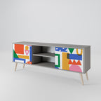 GEOMETRIC GLIMMER 2-Door TV Stand in Grey Finish