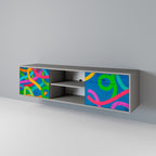 STREAMER TANGLE Móvel de TV com 2 Portas em Acabamento Cinzento