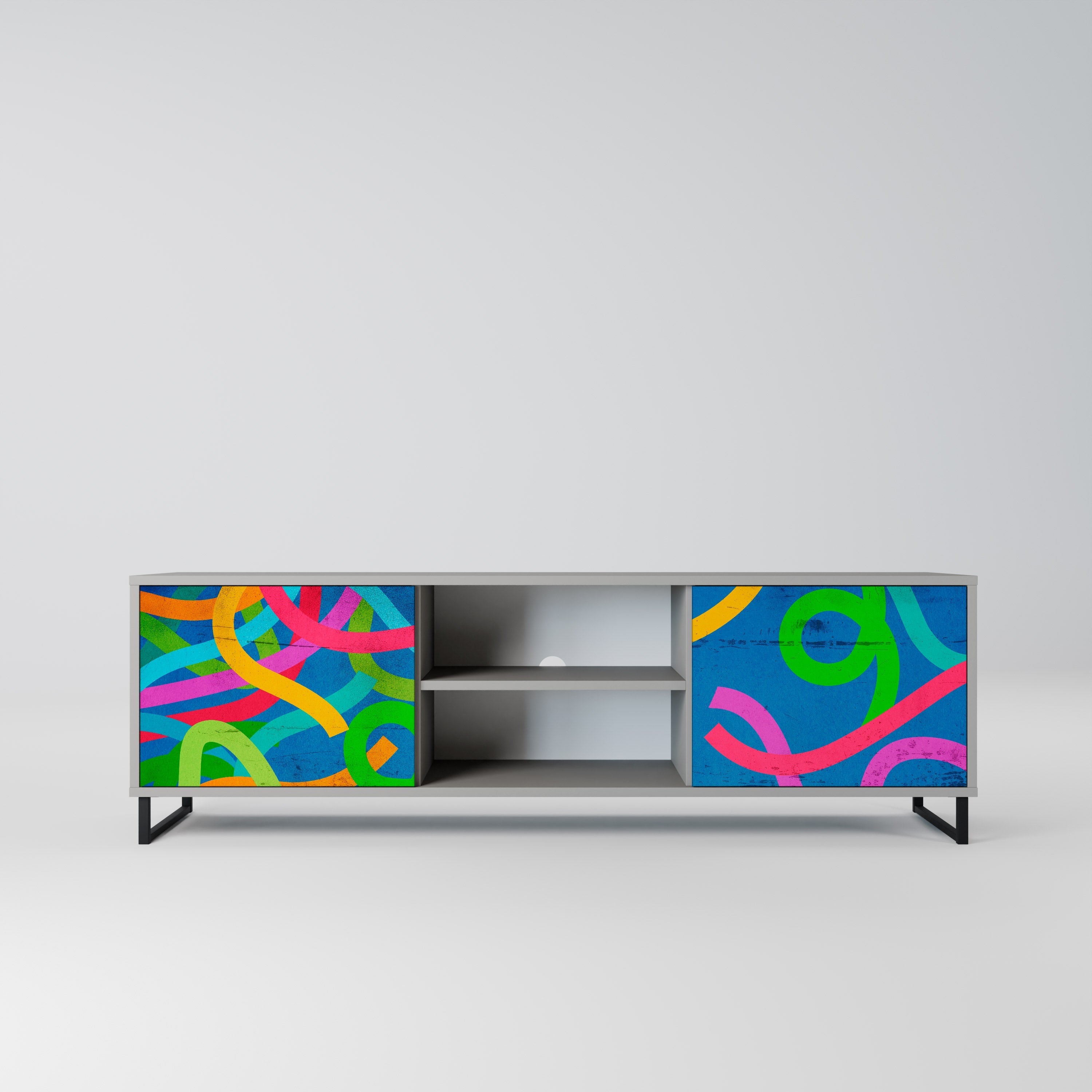 STREAMER TANGLE Móvel de TV com 2 Portas em Acabamento Cinzento