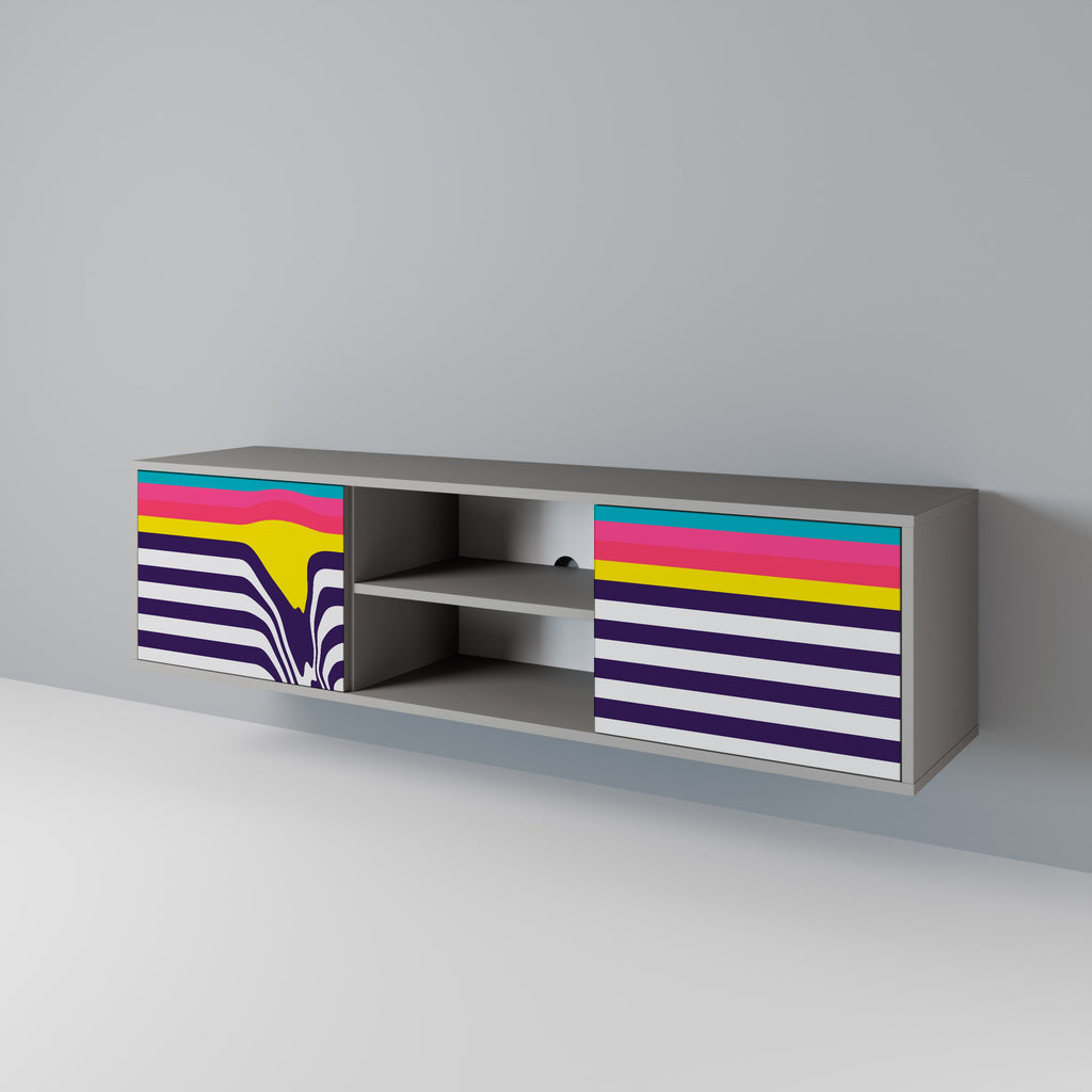 TONE COLLAPSE Móvel de TV com 2 Portas em Acabamento Cinzento