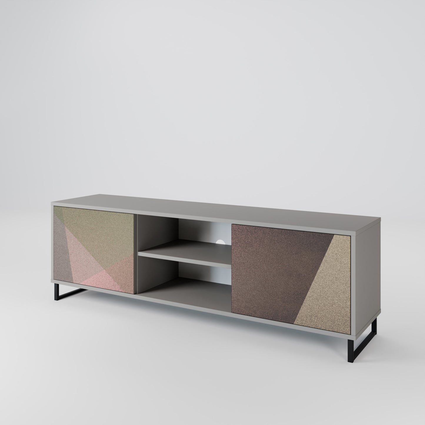 BEIGE GEOMETRY Móvel de TV de 2 Portas