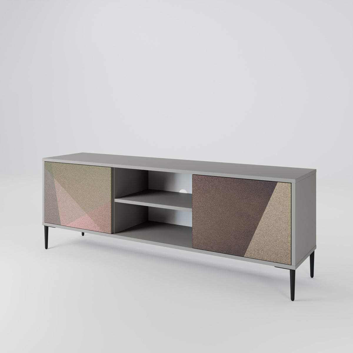 BEIGE GEOMETRY Móvel de TV de 2 Portas