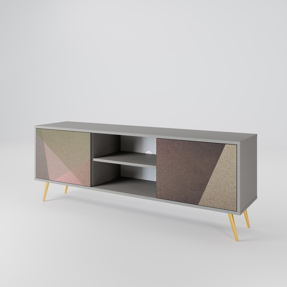 BEIGE GEOMETRY 2-Door TV Cabinet