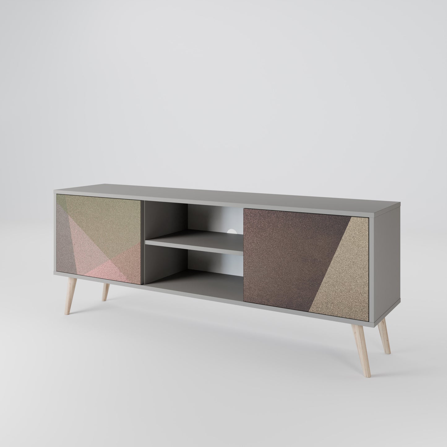 BEIGE GEOMETRY Móvel de TV de 2 Portas