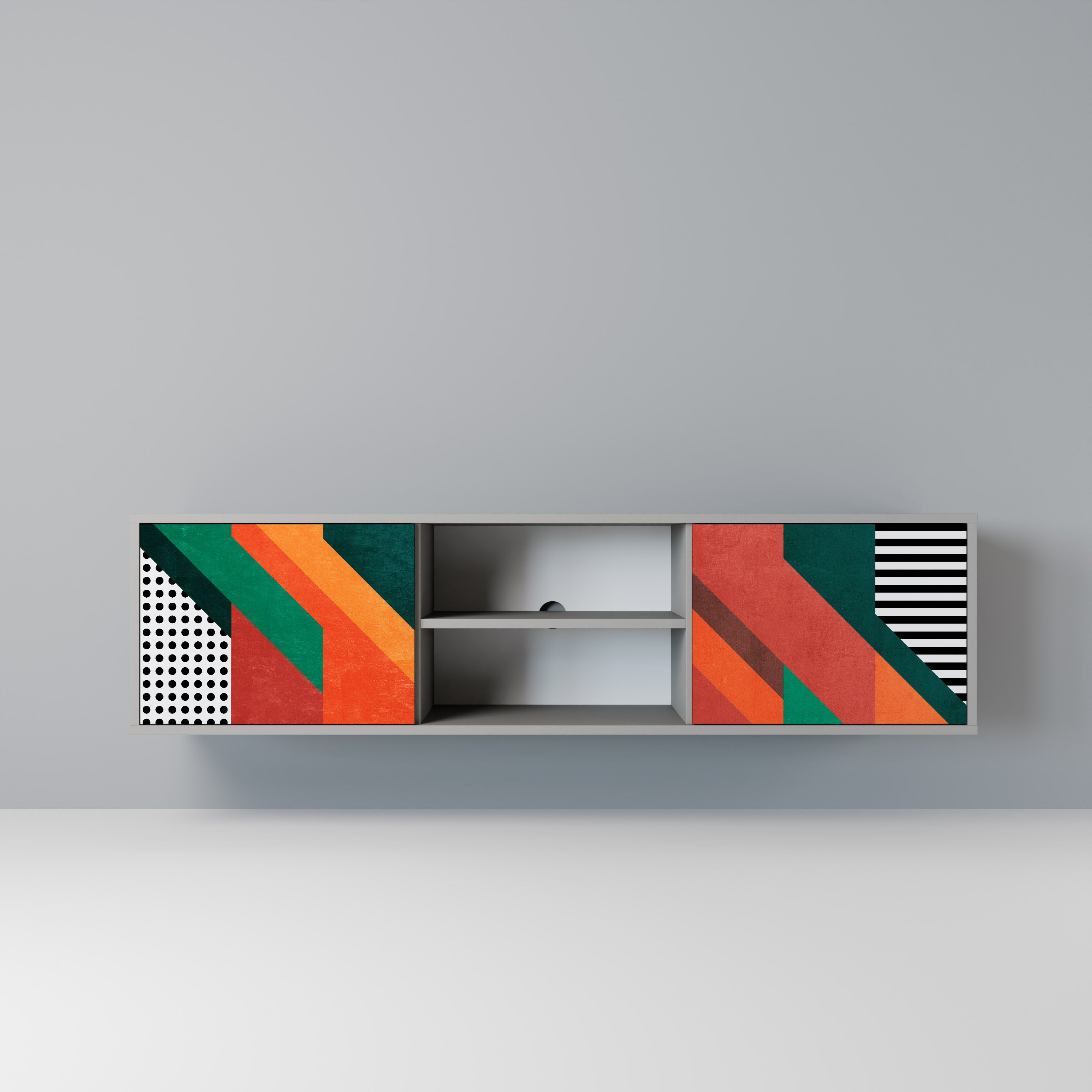 MAKESHIFT ARTISTRY Móvel de TV com 2 Portas em Acabamento Cinzento