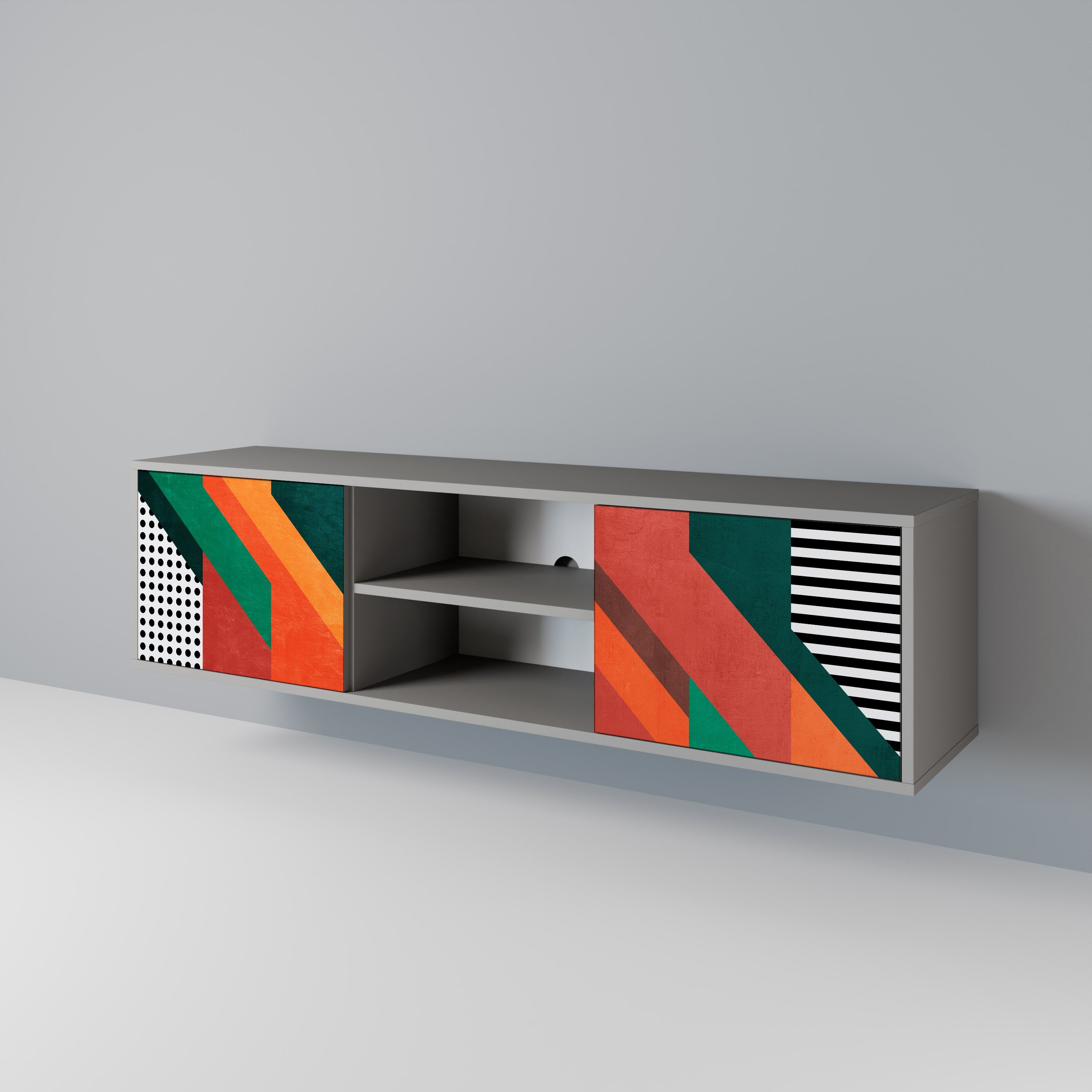 MAKESHIFT ARTISTRY Móvel de TV com 2 Portas em Acabamento Cinzento