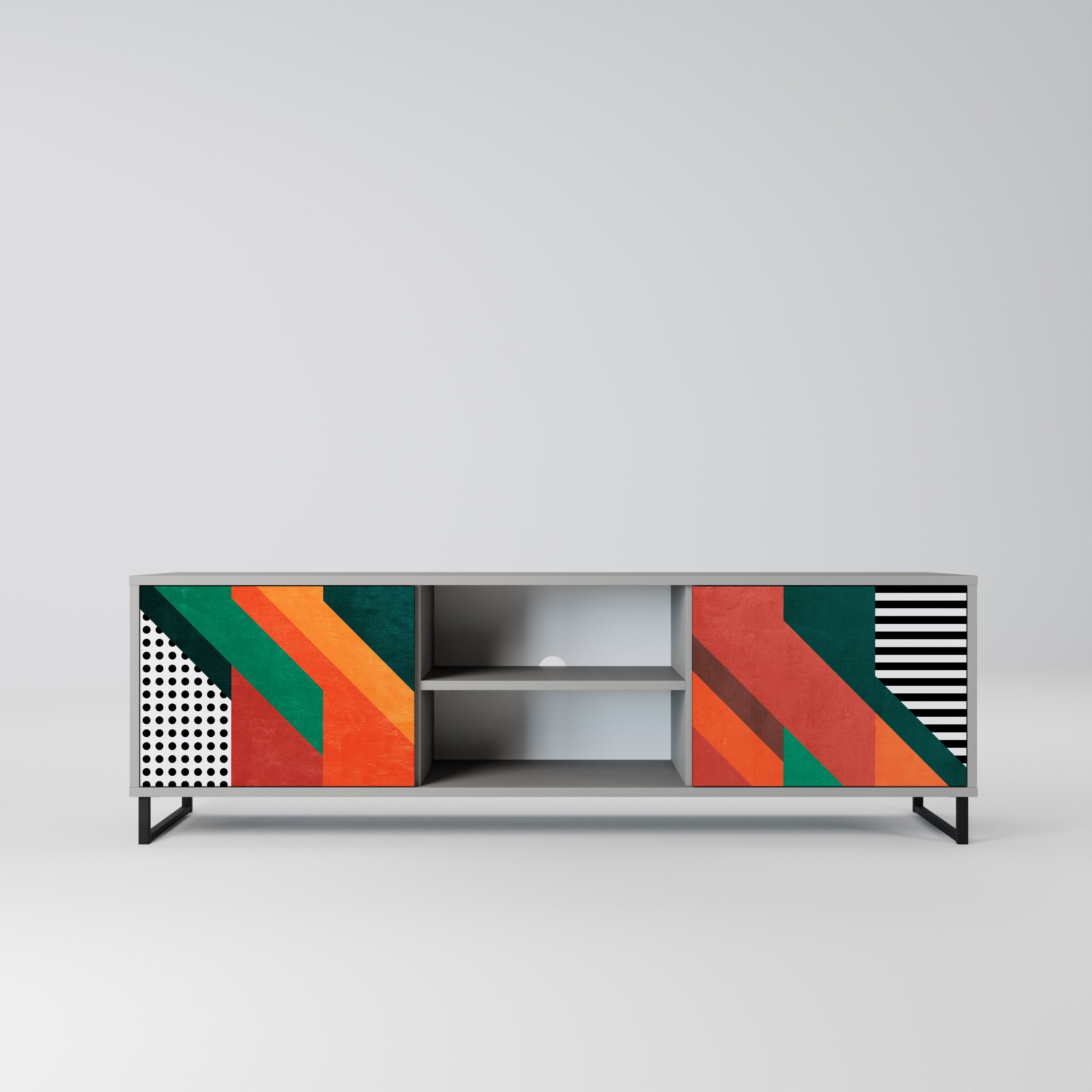 MAKESHIFT ARTISTRY Móvel de TV com 2 Portas em Acabamento Cinzento