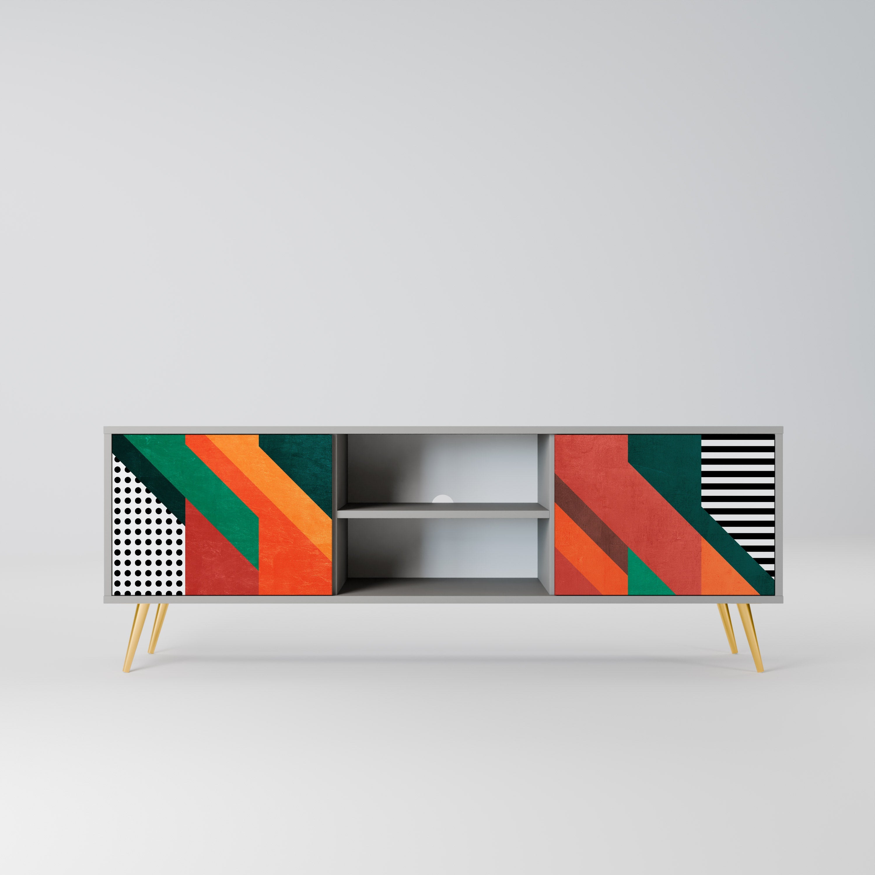 MAKESHIFT ARTISTRY Móvel de TV com 2 Portas em Acabamento Cinzento