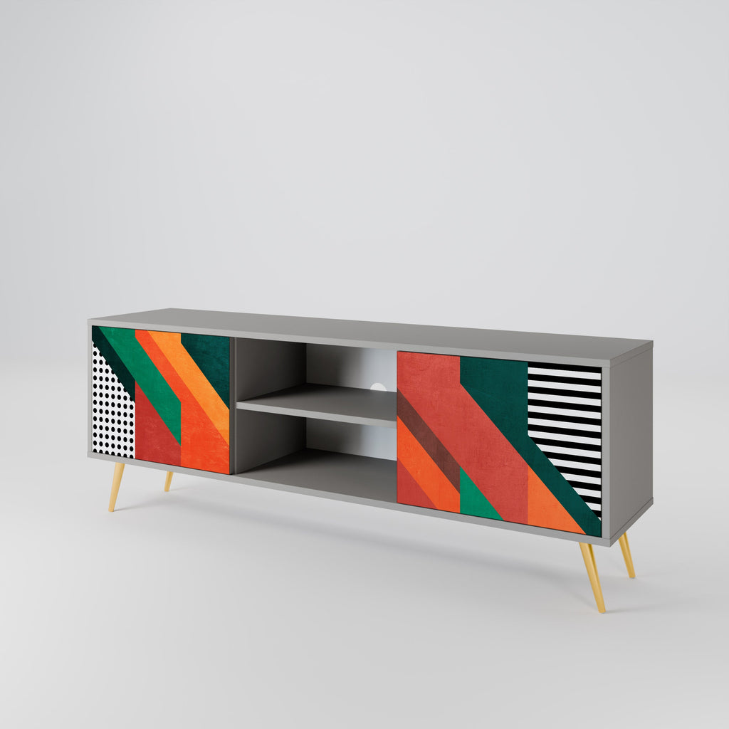 MAKESHIFT ARTISTRY Móvel de TV com 2 Portas em Acabamento Cinzento