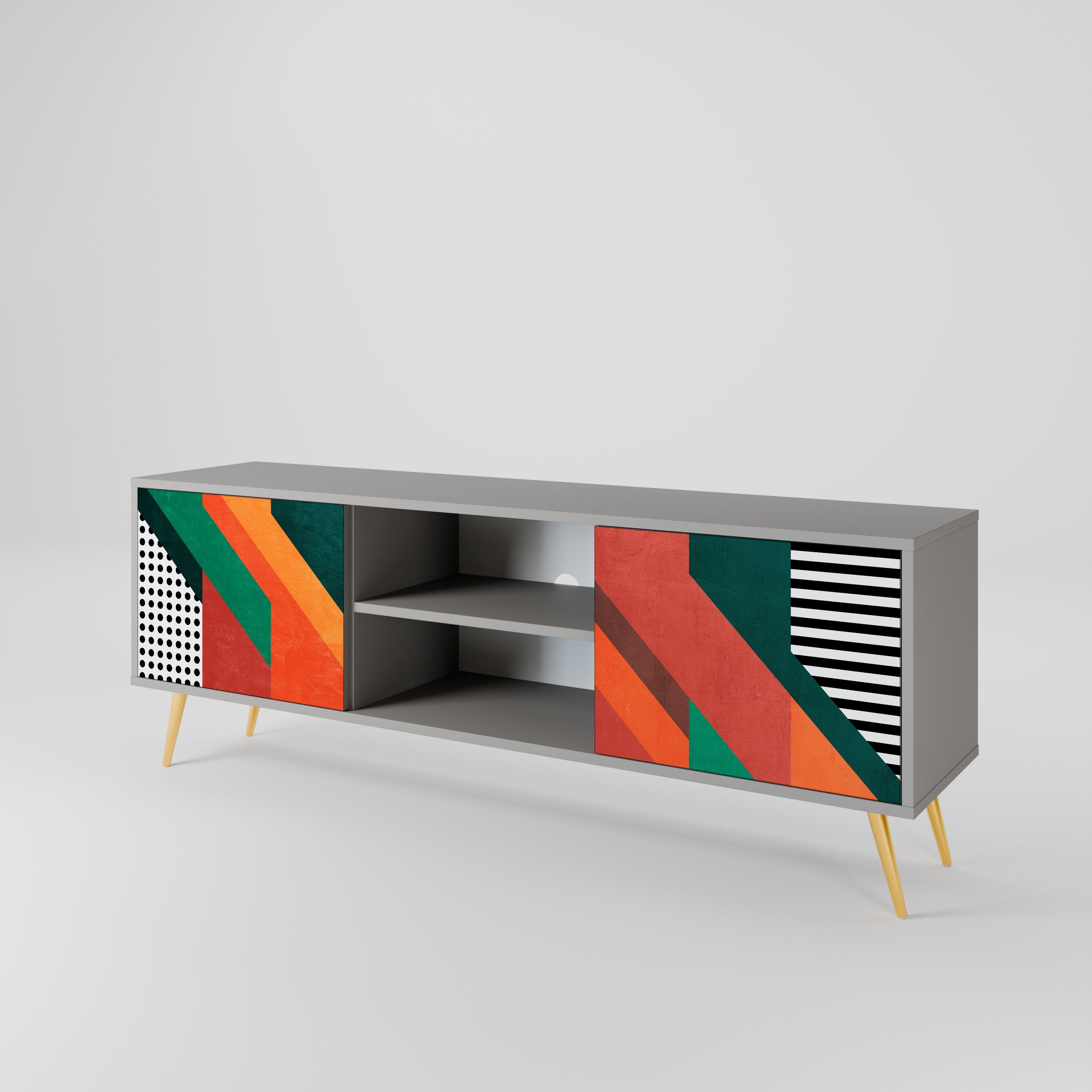 MAKESHIFT ARTISTRY Móvel de TV com 2 Portas em Acabamento Cinzento