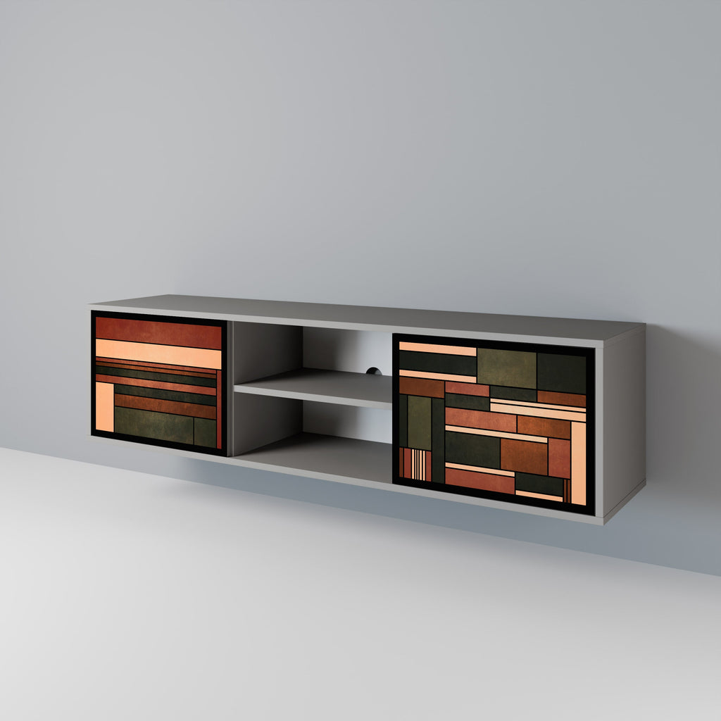 FIGURES OF NATURE Móvel de TV com 2 Portas em Acabamento Cinzento