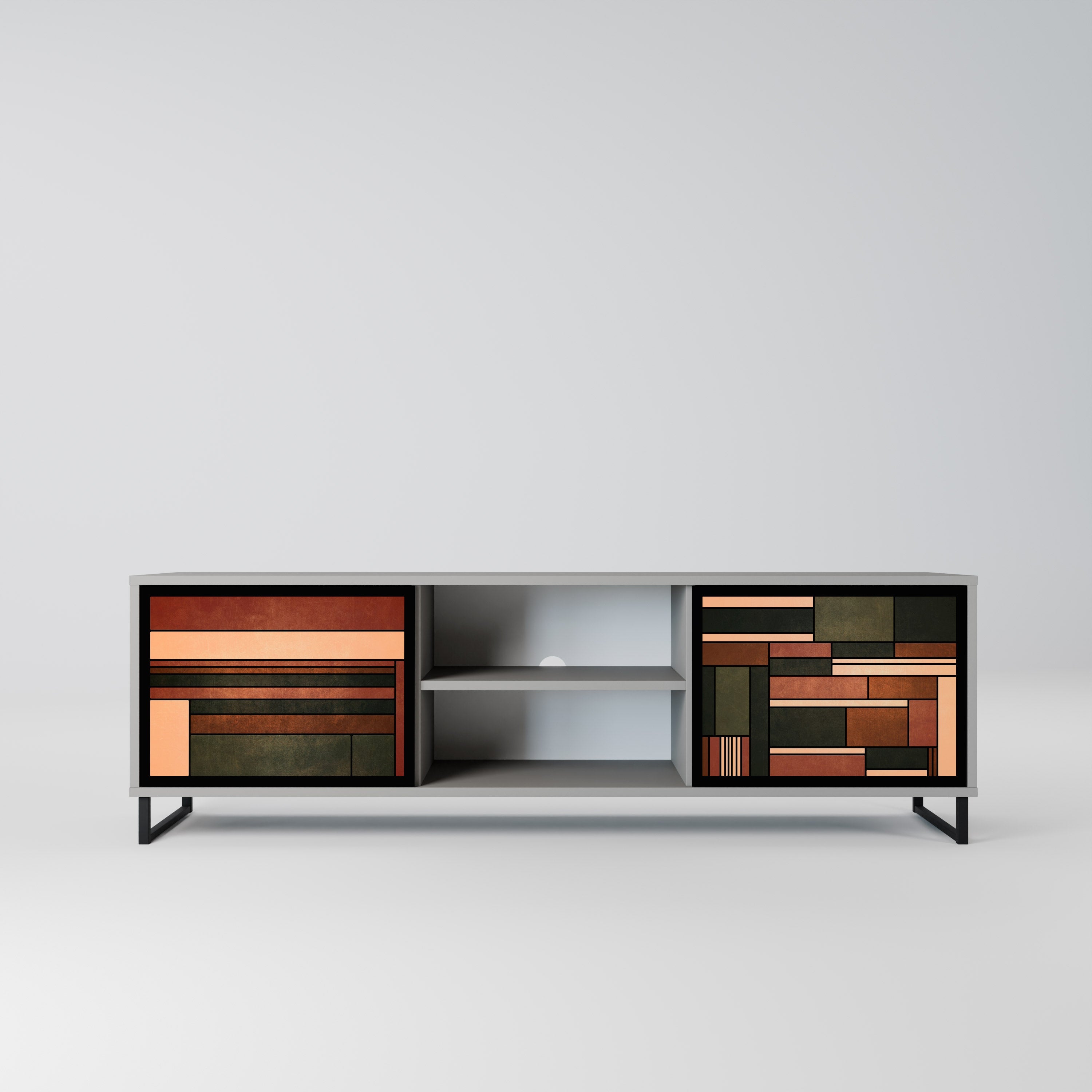 FIGURES OF NATURE Móvel de TV com 2 Portas em Acabamento Cinzento