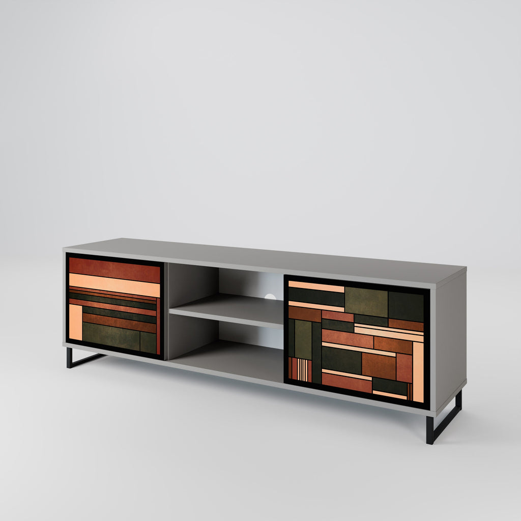 FIGURES OF NATURE Móvel de TV com 2 Portas em Acabamento Cinzento