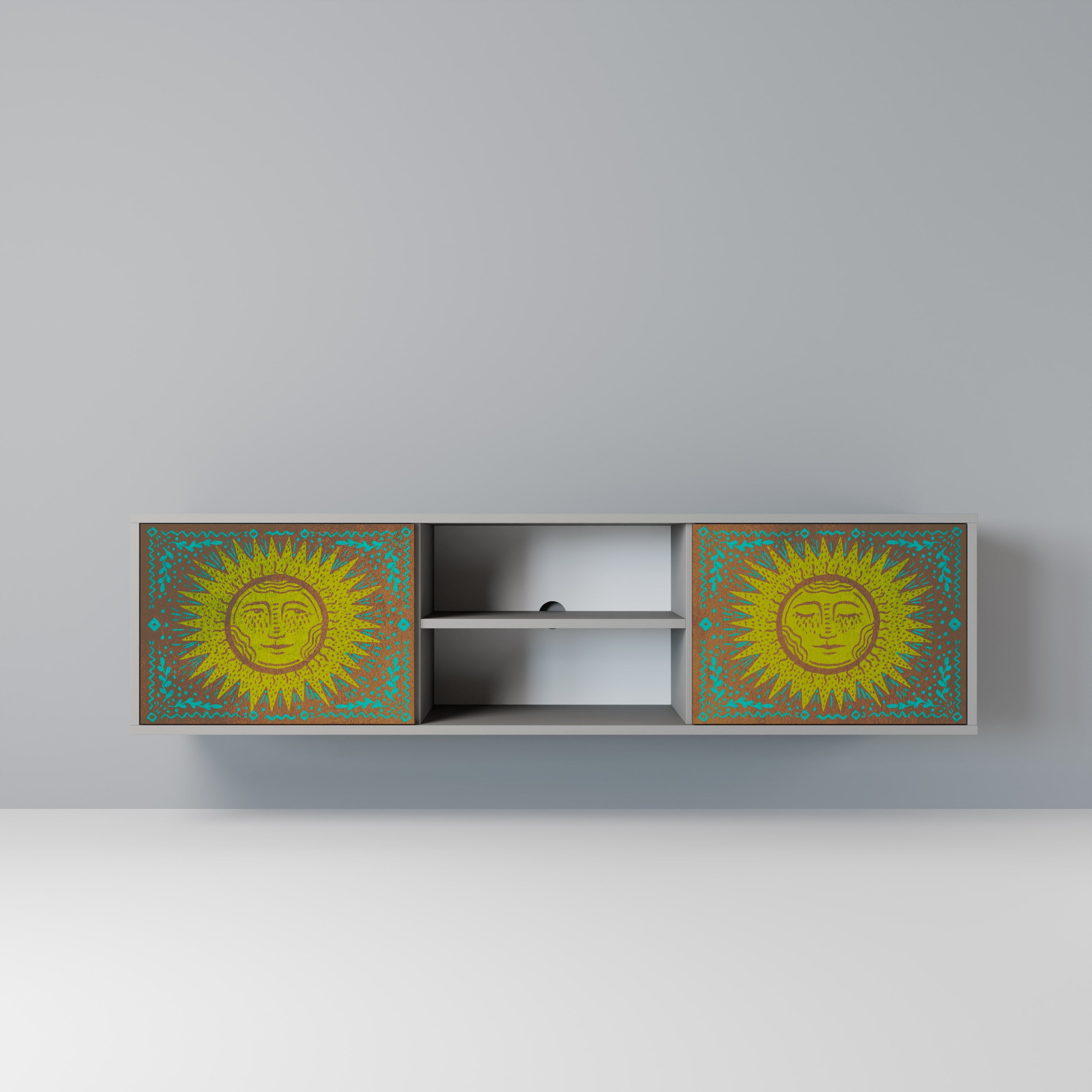 SUNSHINE EULOGY Móvel de TV com 2 Portas em Acabamento Cinzento