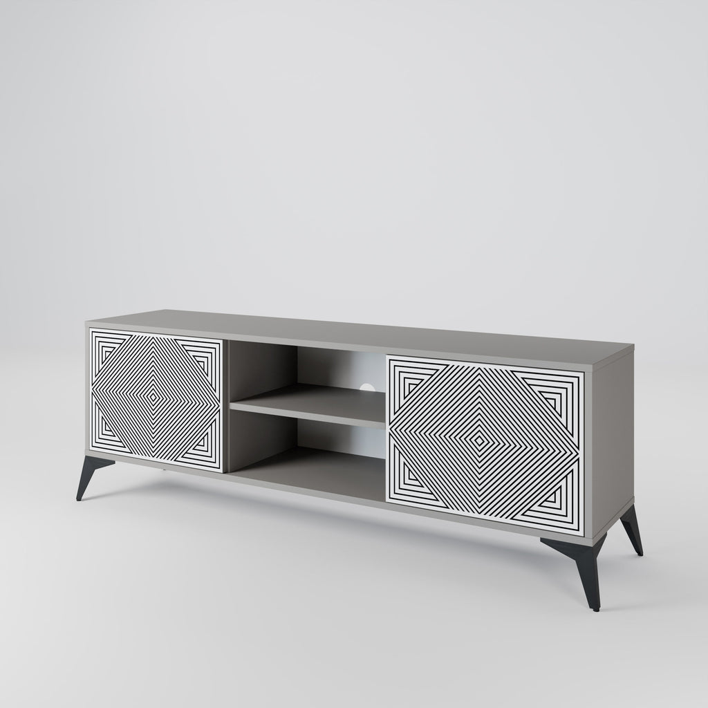POLYGON ILLUSION Móvel de TV com 2 Portas em Acabamento Cinzento