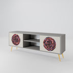 BROWN CIRCLES Móvel de TV com 2 Portas em Acabamento Cinzento