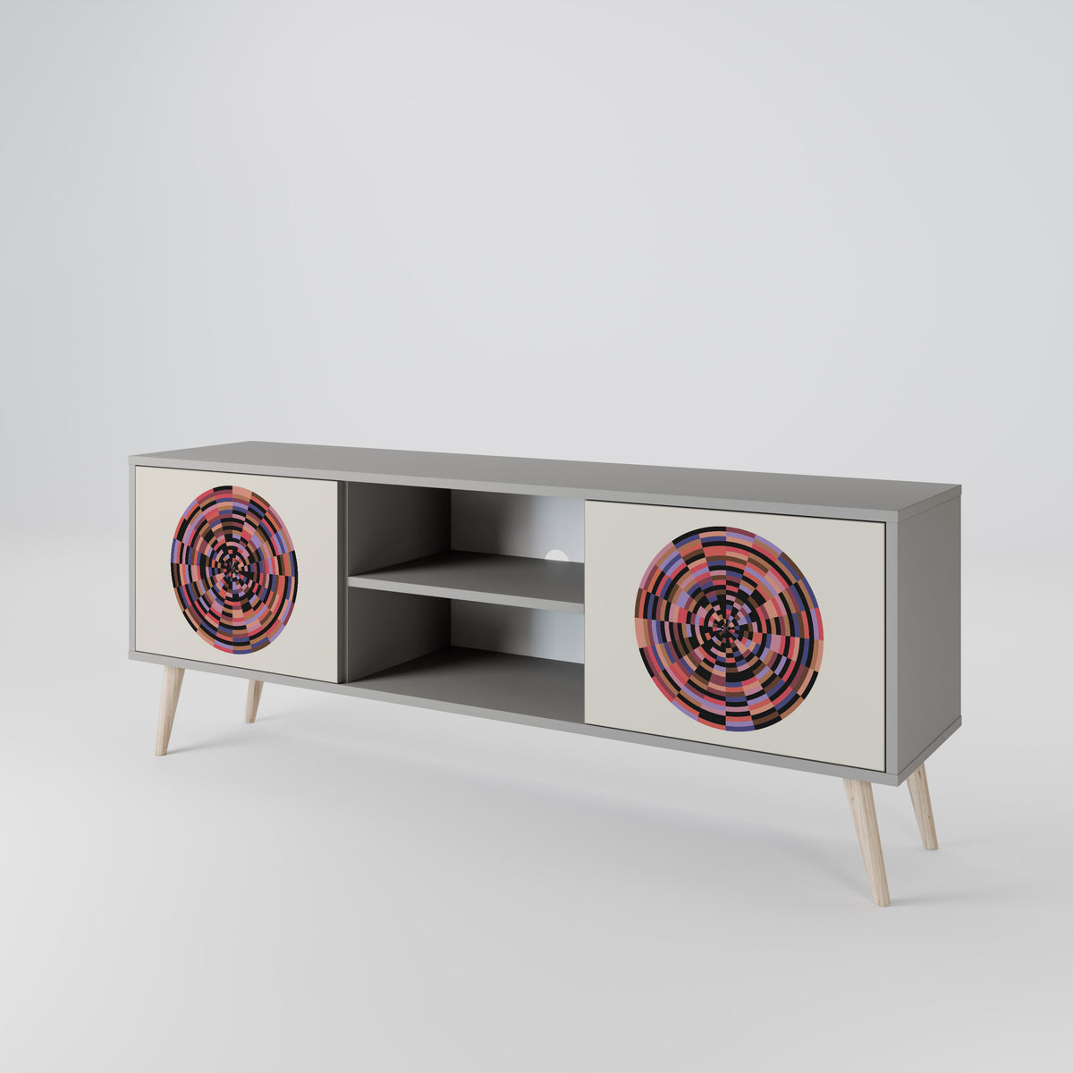 BROWN CIRCLES 2-Door TV Cabinet