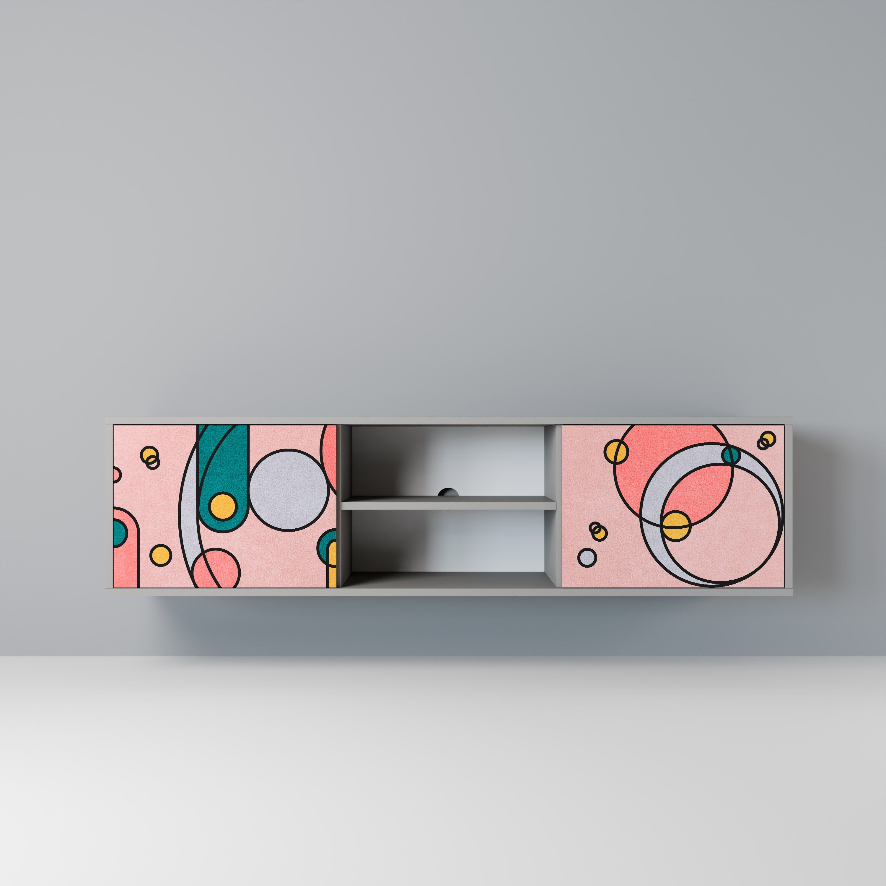 GOSSAMER ECHOES Móvel de TV com 2 Portas em Acabamento Cinzento