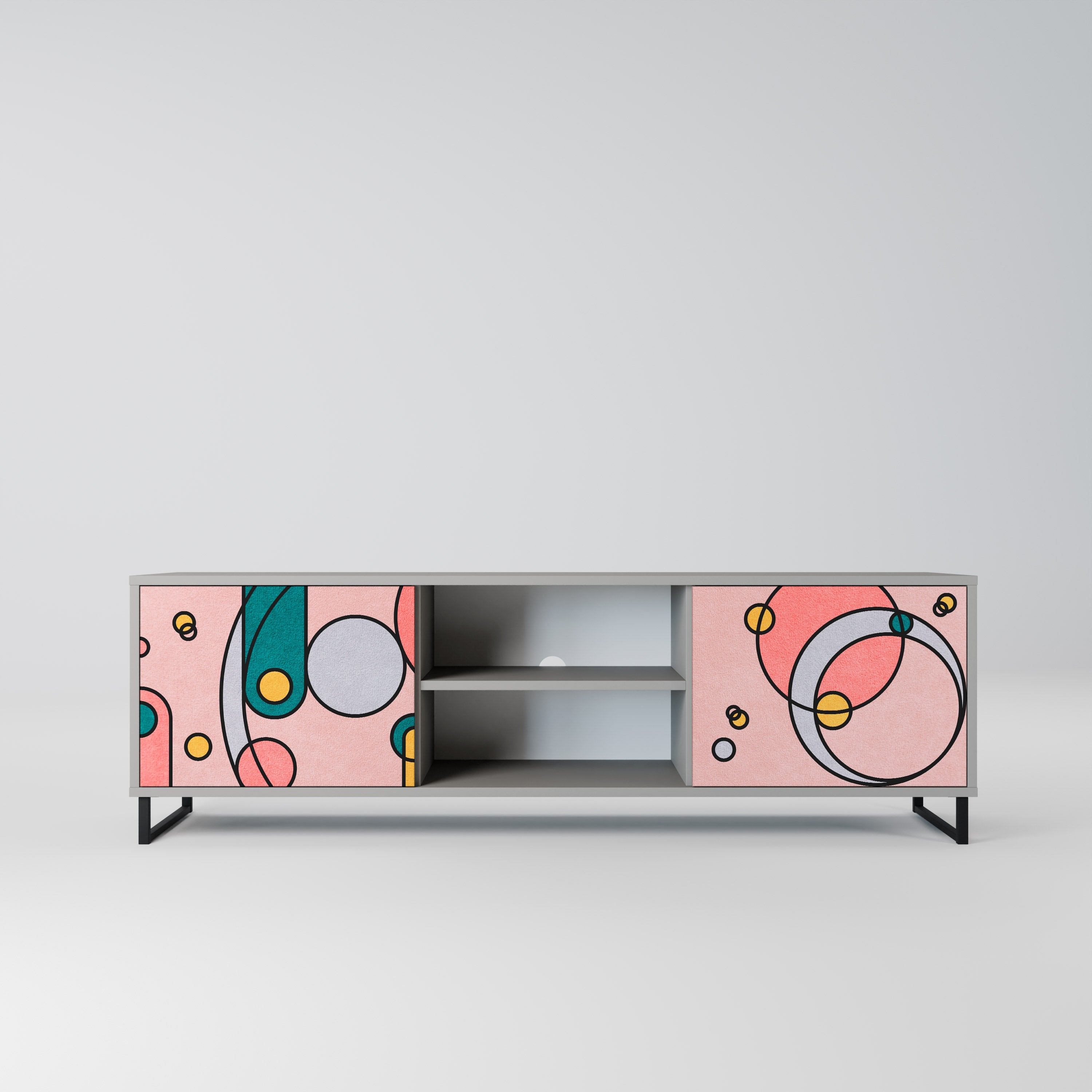 GOSSAMER ECHOES Móvel de TV com 2 Portas em Acabamento Cinzento