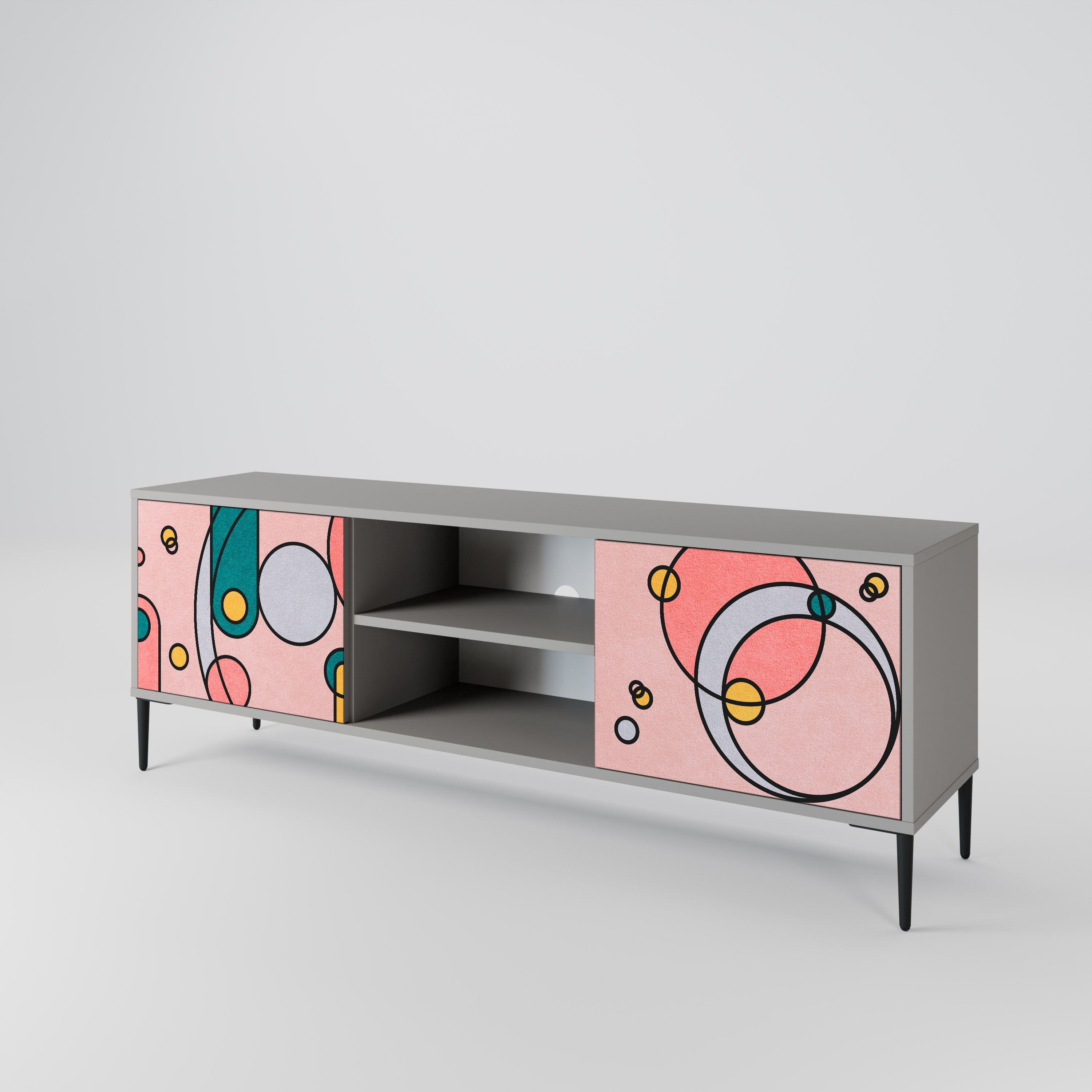 GOSSAMER ECHOES Móvel de TV com 2 Portas em Acabamento Cinzento