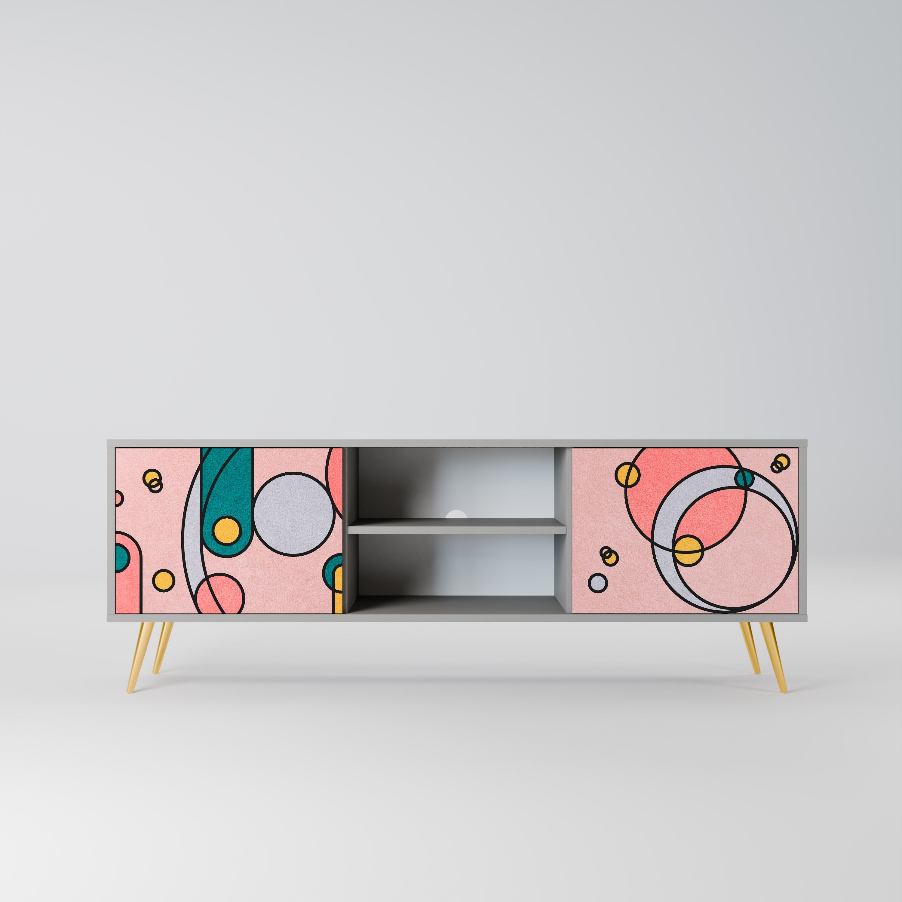 GOSSAMER ECHOES Móvel de TV com 2 Portas em Acabamento Cinzento