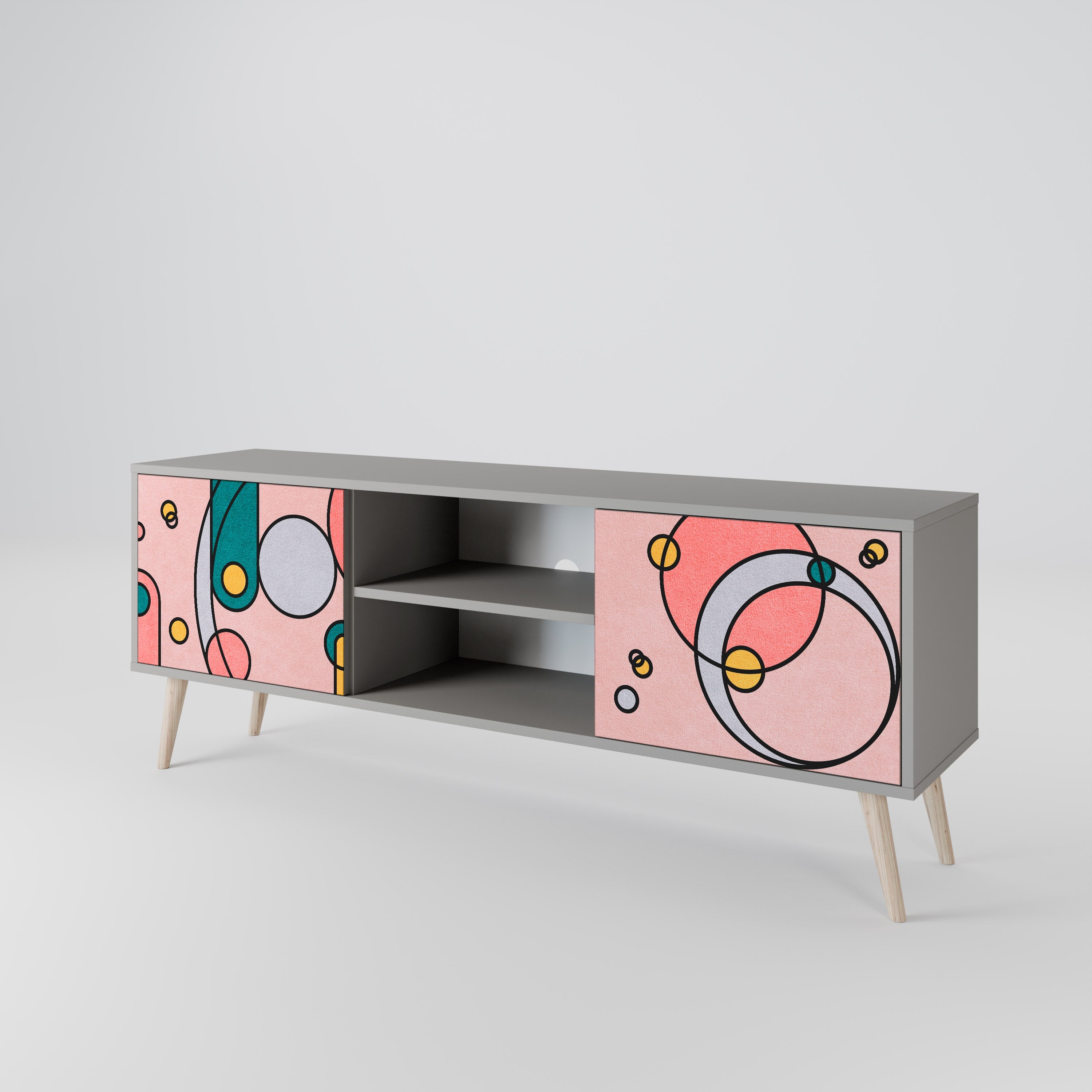 GOSSAMER ECHOES Móvel de TV com 2 Portas em Acabamento Cinzento