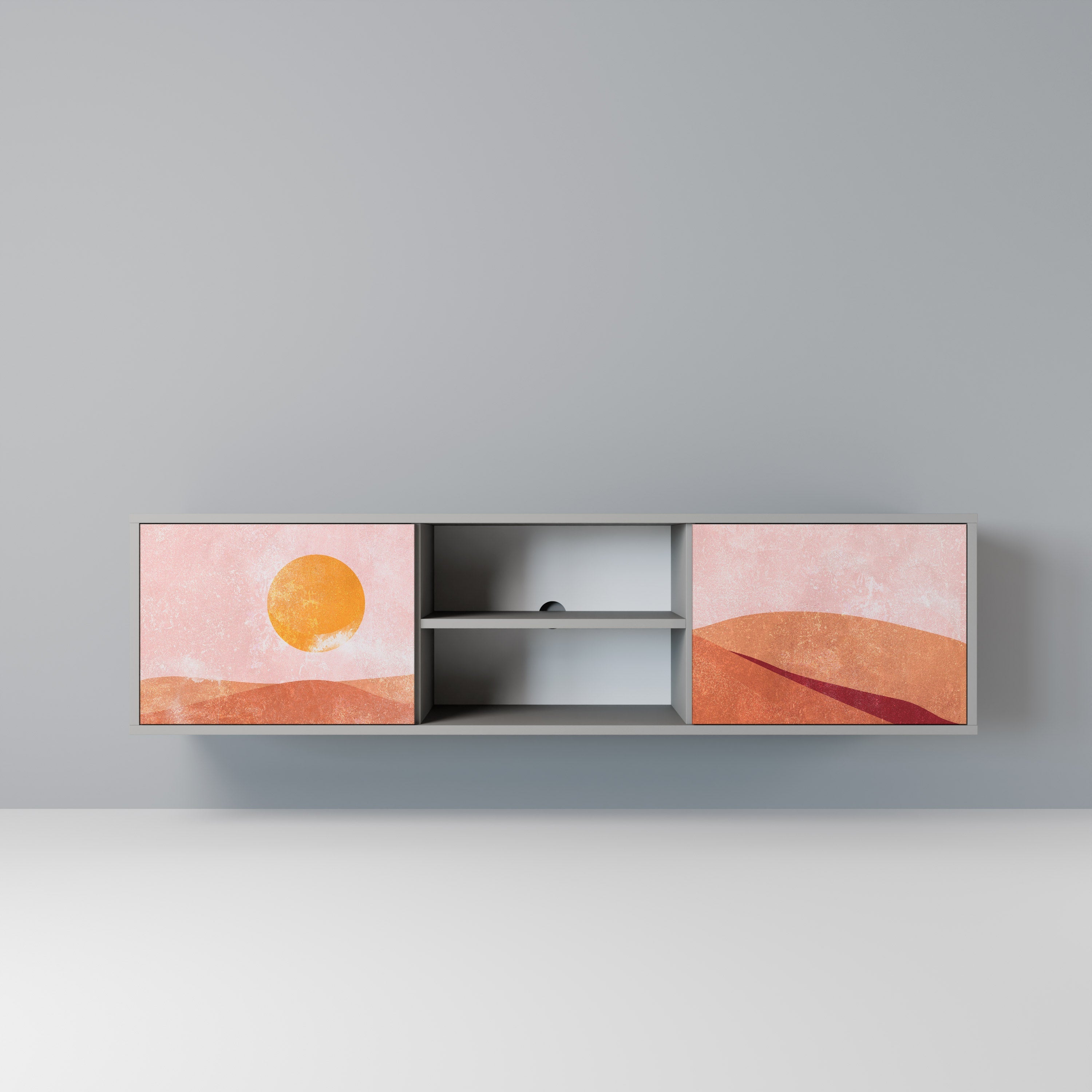 LUMINOUS SUNLIGHT Móvel de TV com 2 Portas em Acabamento Cinzento