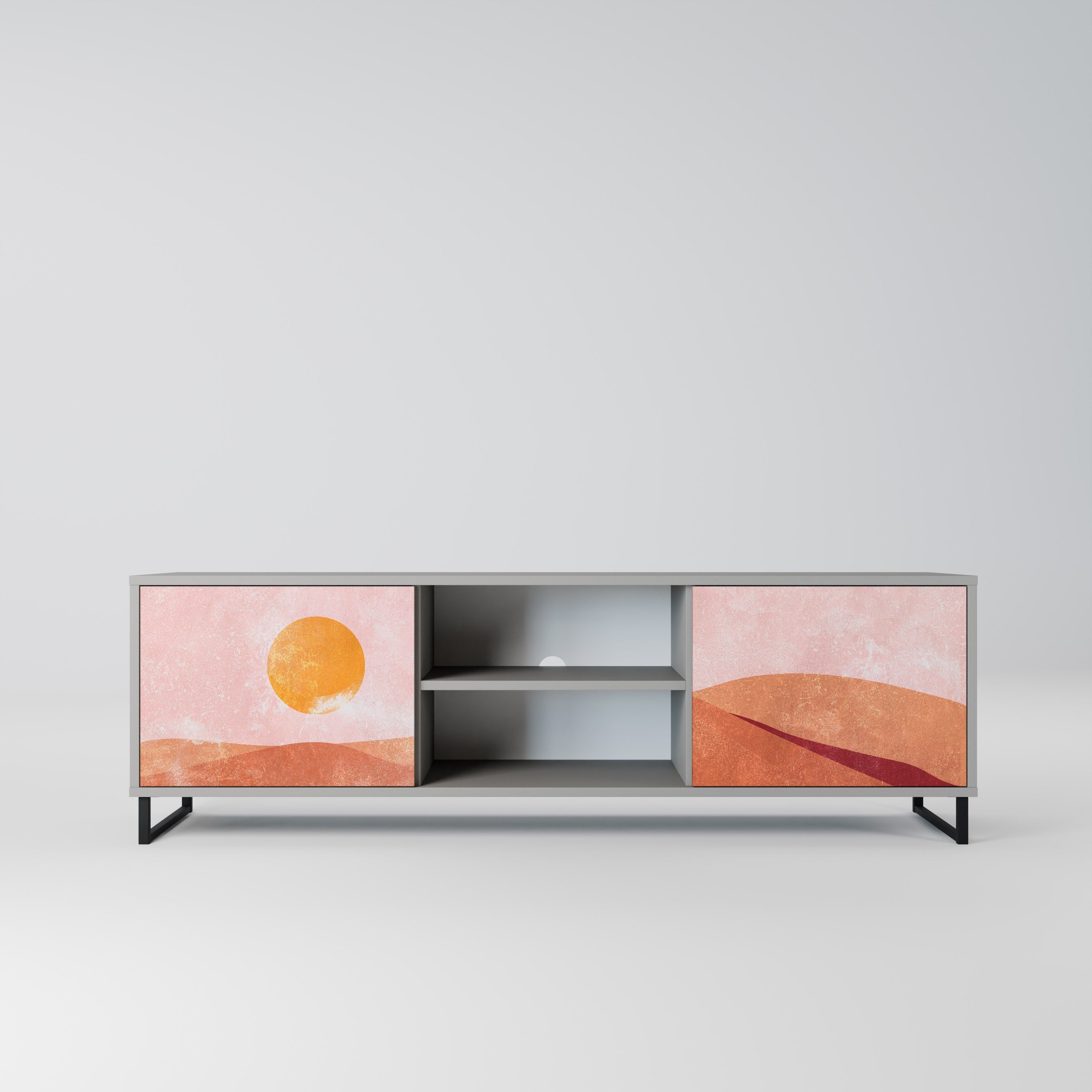 LUMINOUS SUNLIGHT Móvel de TV com 2 Portas em Acabamento Cinzento