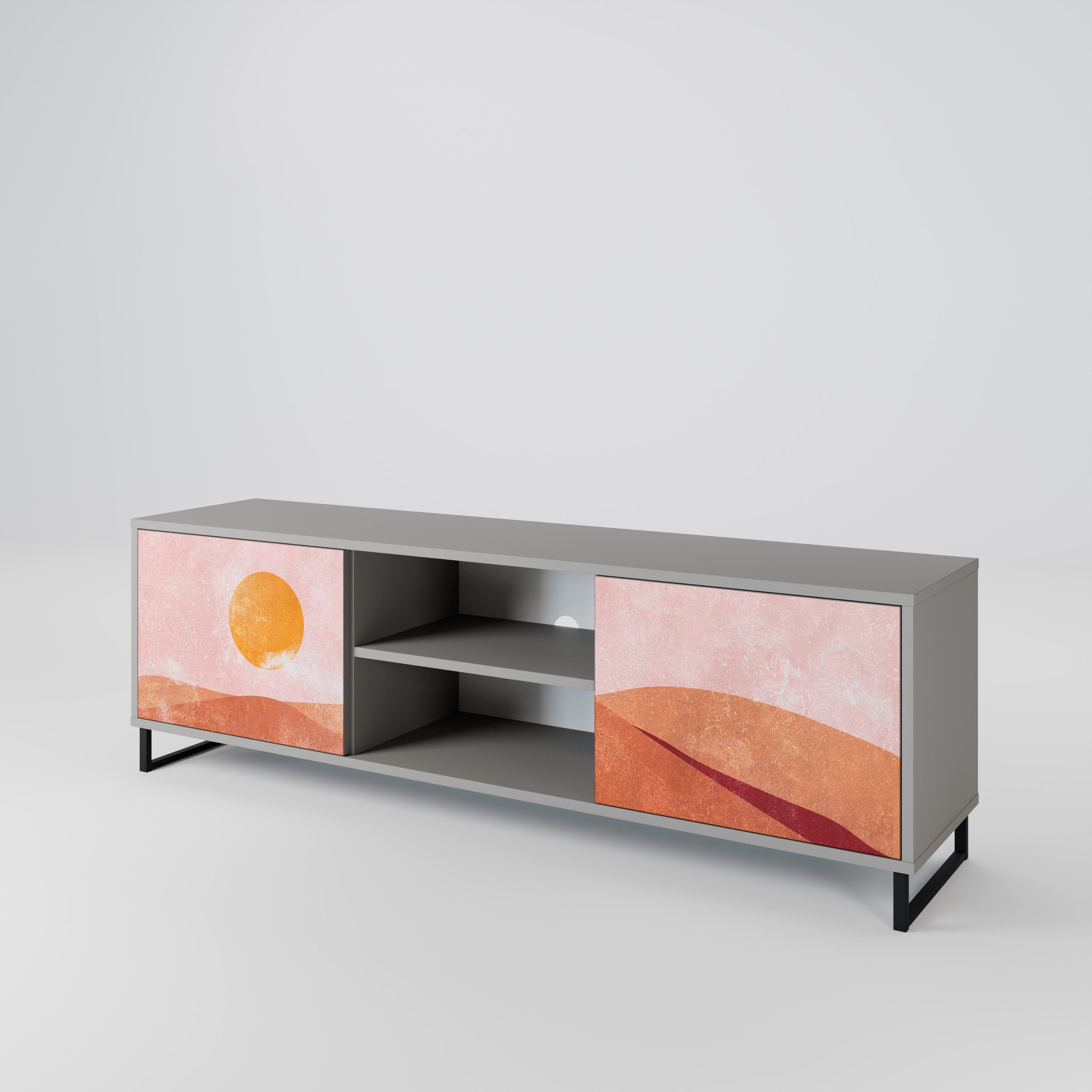 LUMINOUS SUNLIGHT Móvel de TV com 2 Portas em Acabamento Cinzento