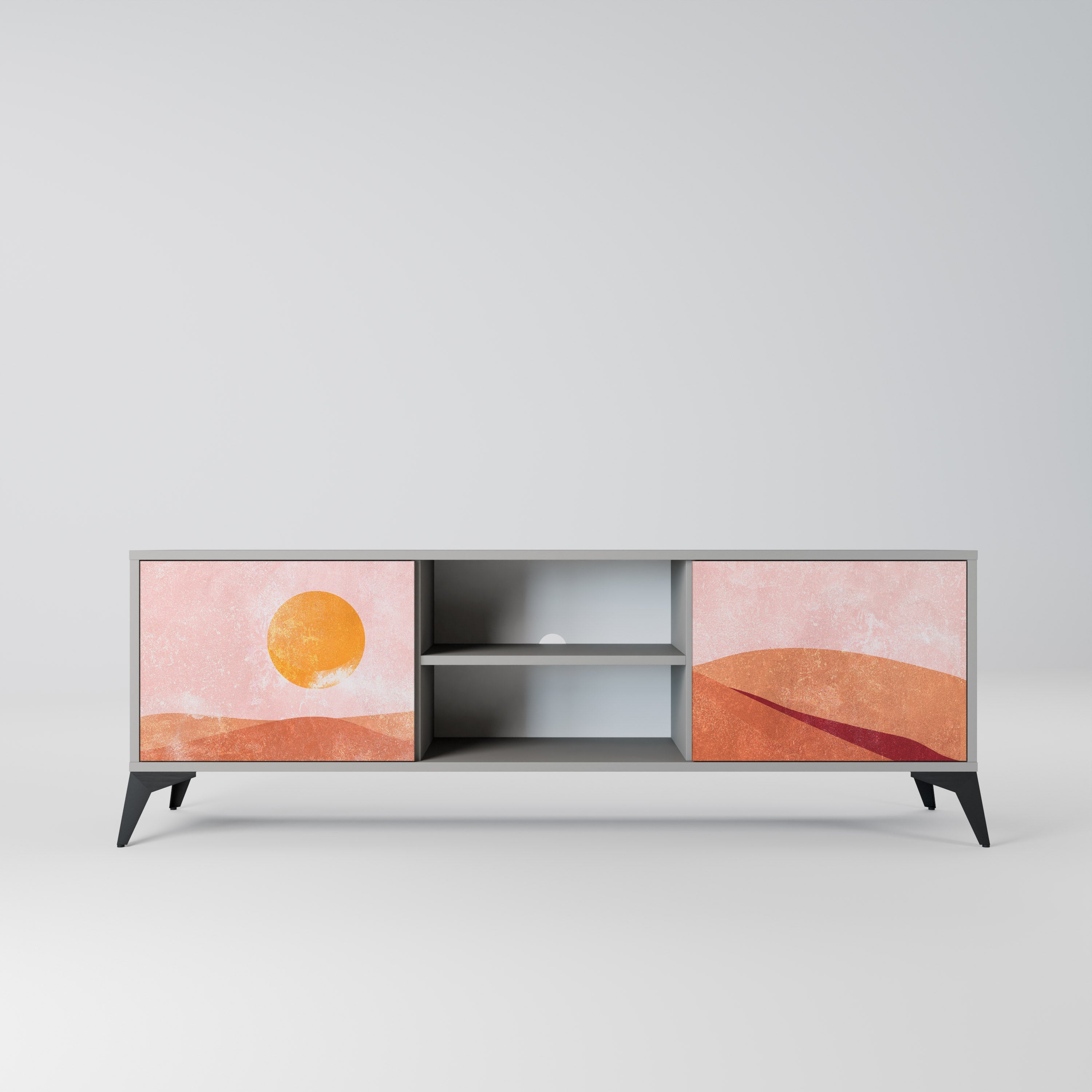 LUMINOUS SUNLIGHT Móvel de TV com 2 Portas em Acabamento Cinzento