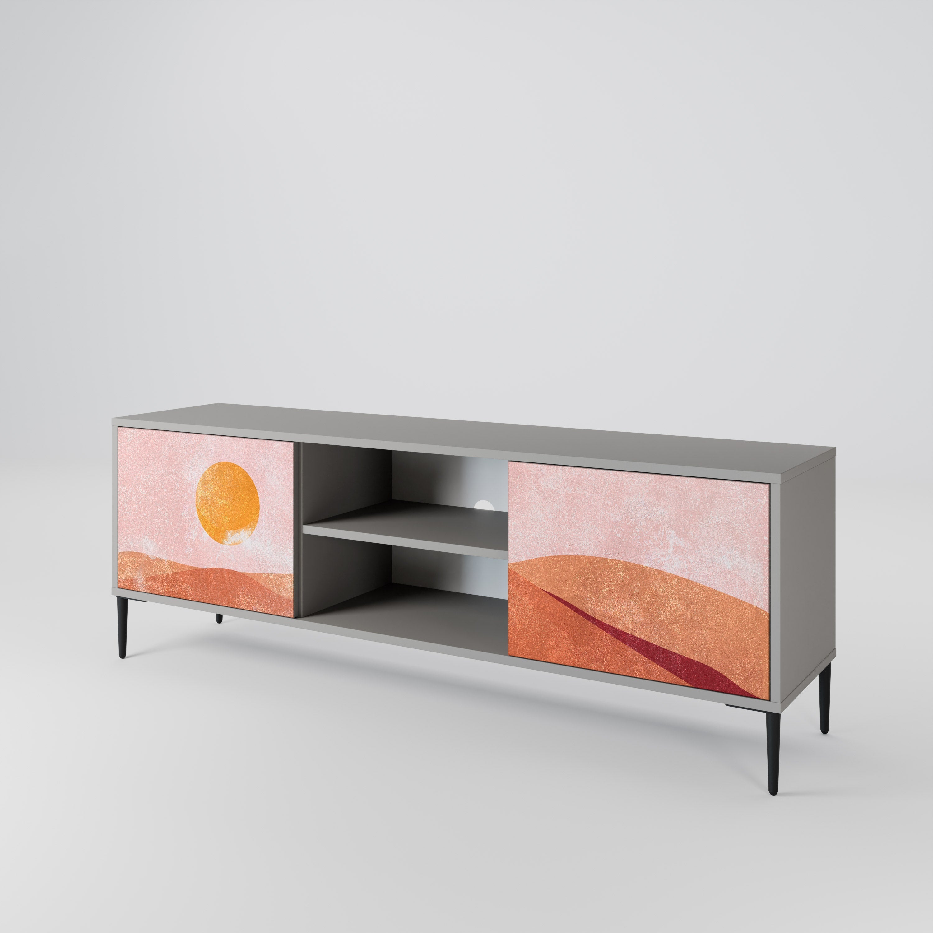 LUMINOUS SUNLIGHT Móvel de TV com 2 Portas em Acabamento Cinzento