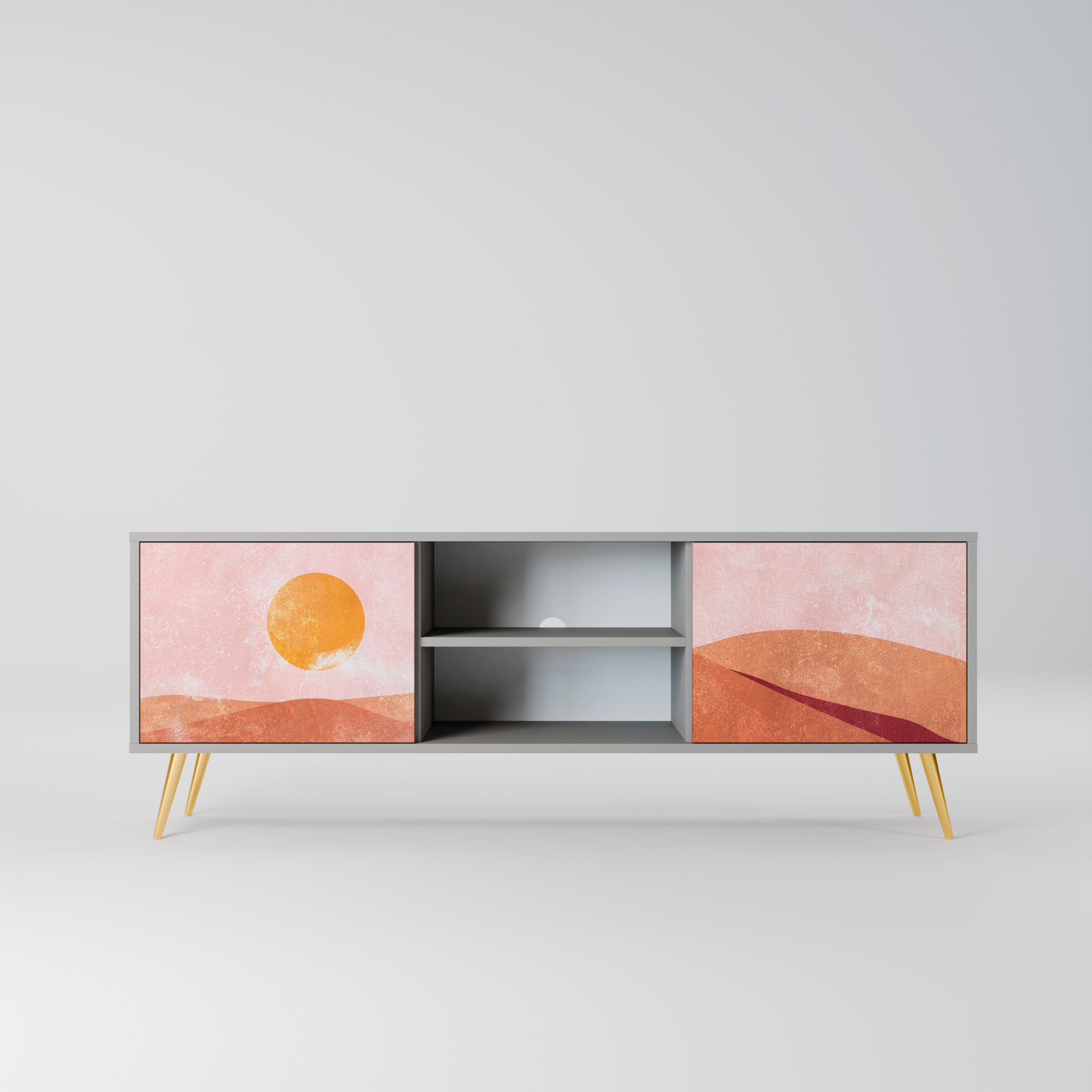 LUMINOUS SUNLIGHT Móvel de TV com 2 Portas em Acabamento Cinzento