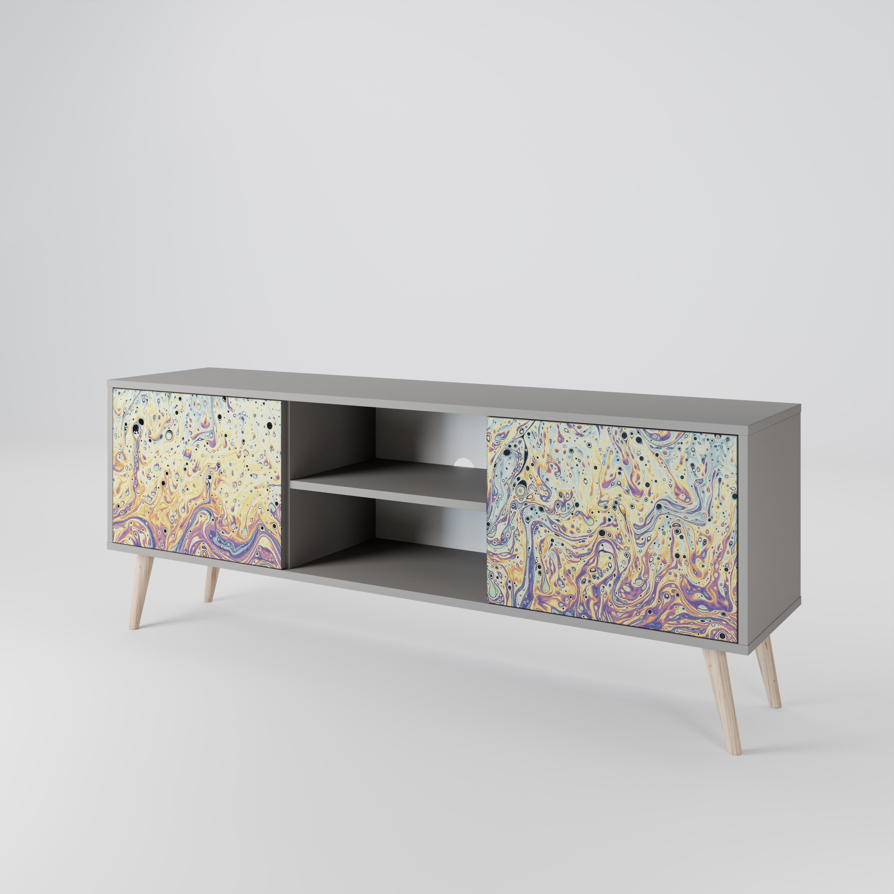 MOSAIC OF COLORS Móvel de TV com 2 Portas em Acabamento Cinzento