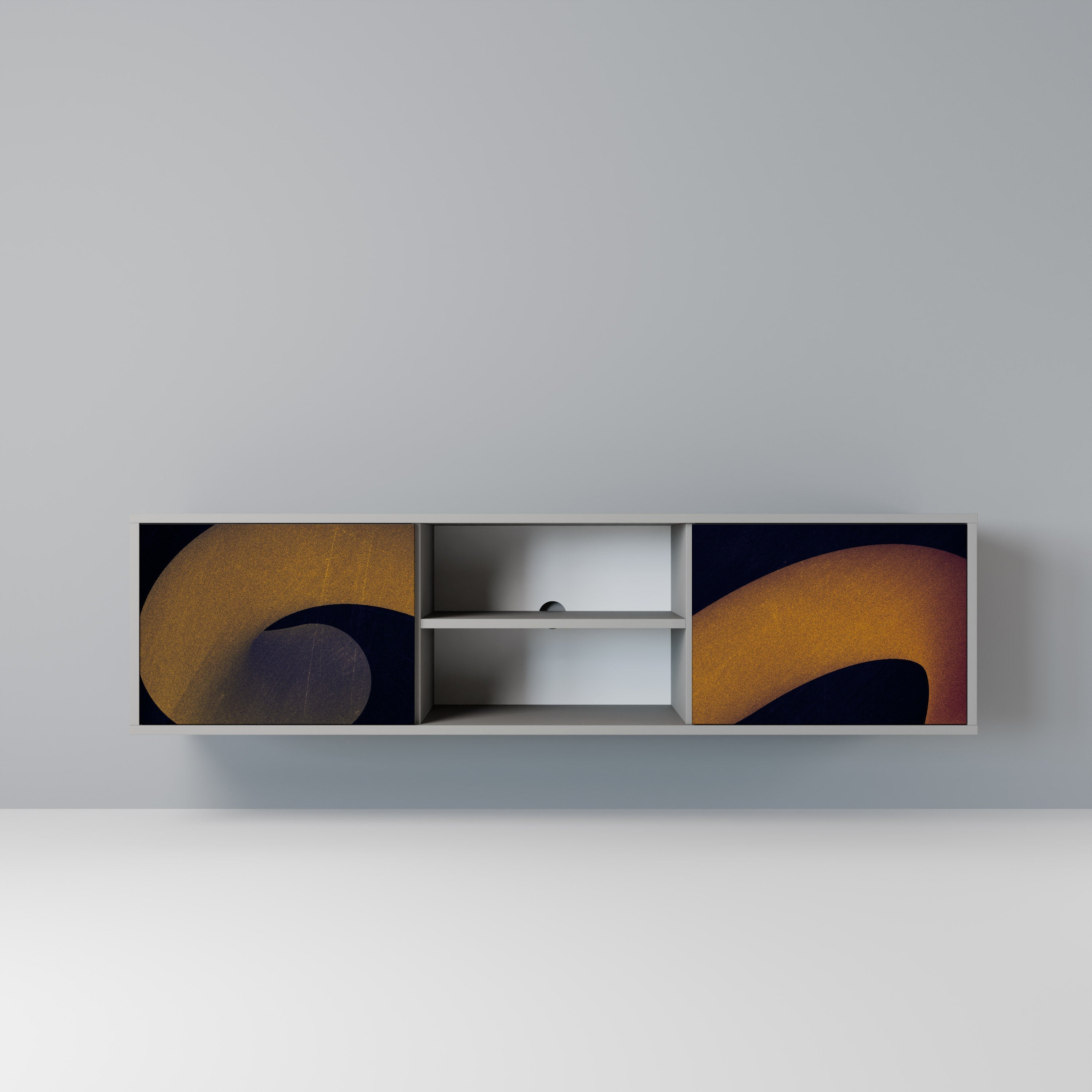 HOLLOW TIME Móvel de TV com 2 Portas em Acabamento Cinzento