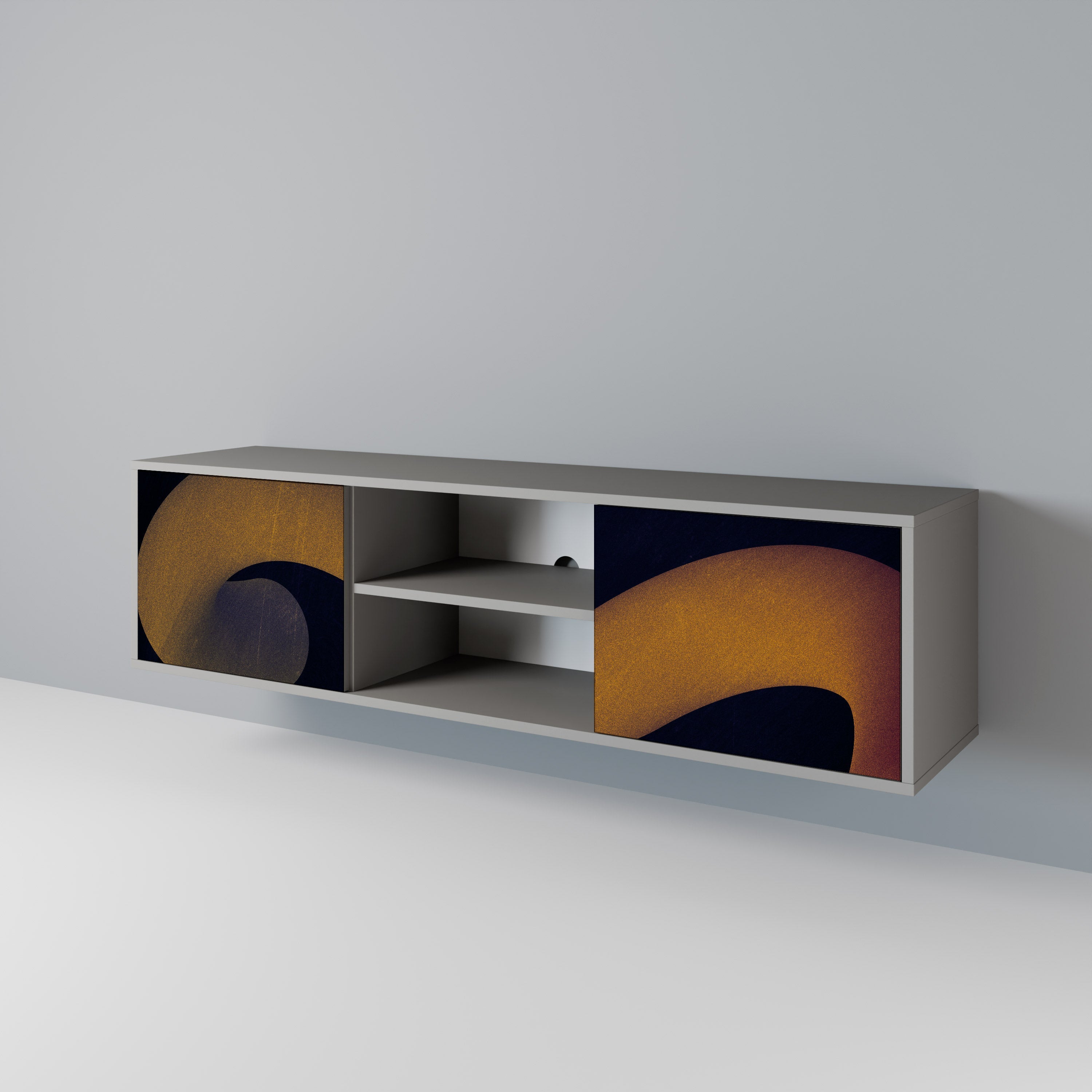 HOLLOW TIME Móvel de TV com 2 Portas em Acabamento Cinzento