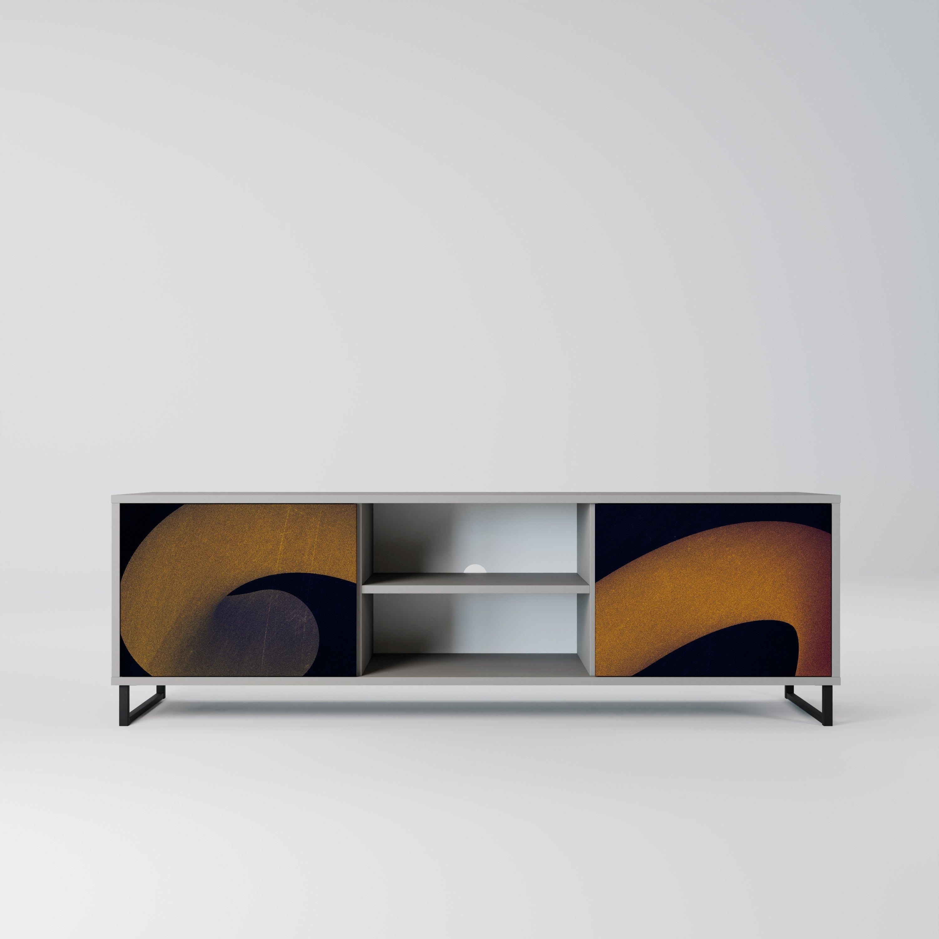 HOLLOW TIME Móvel de TV com 2 Portas em Acabamento Cinzento