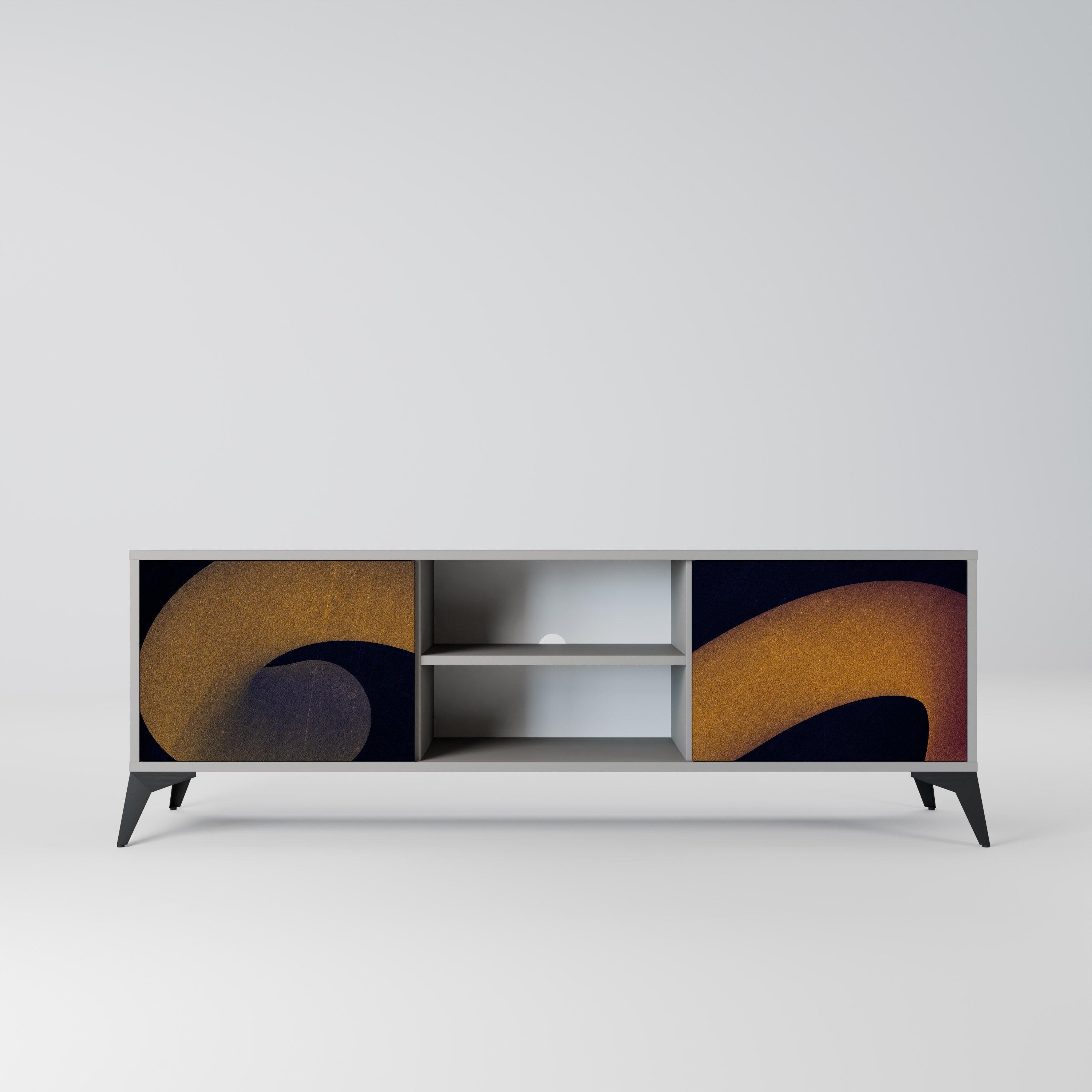 HOLLOW TIME Móvel de TV com 2 Portas em Acabamento Cinzento