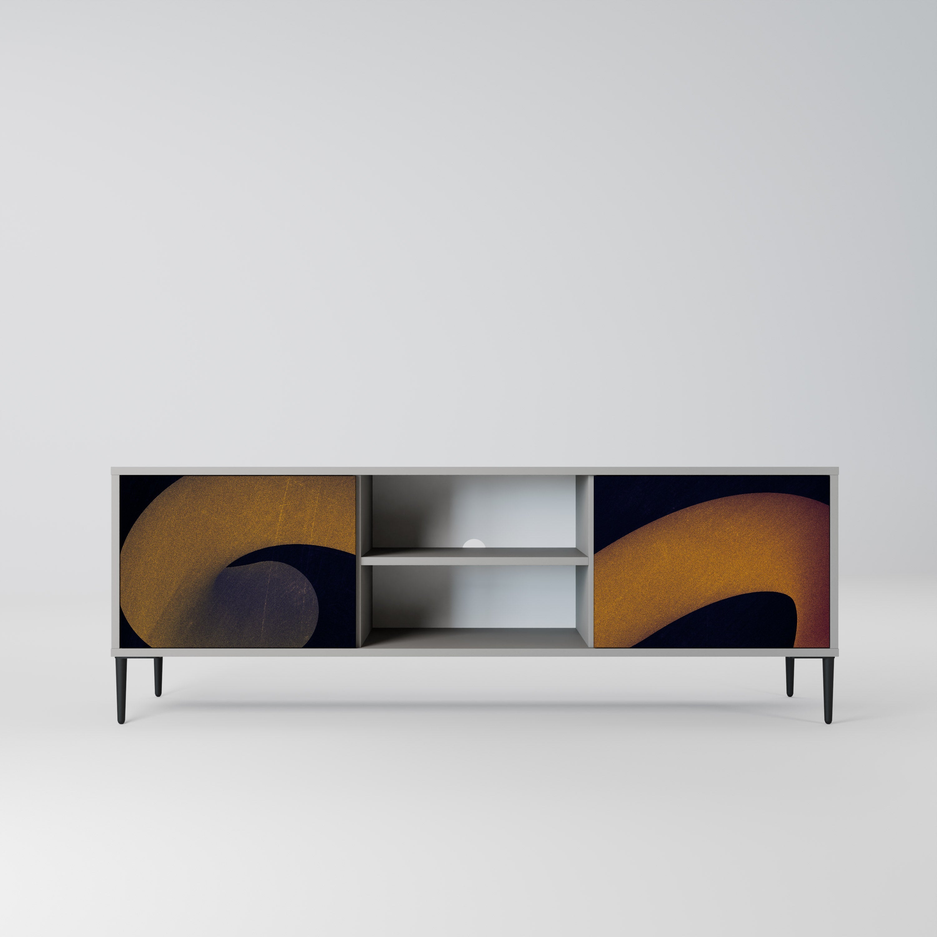 HOLLOW TIME Móvel de TV com 2 Portas em Acabamento Cinzento