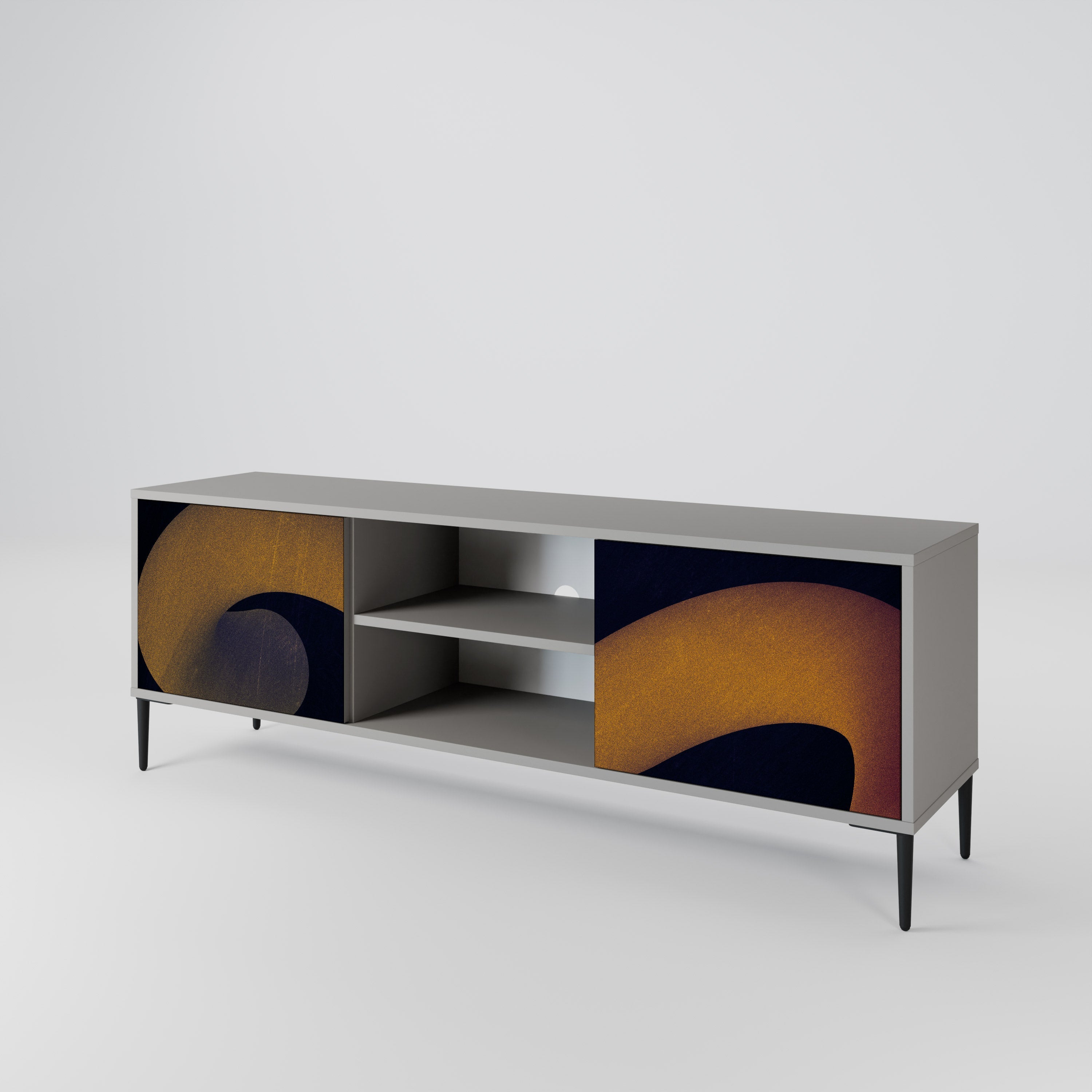 HOLLOW TIME Móvel de TV com 2 Portas em Acabamento Cinzento