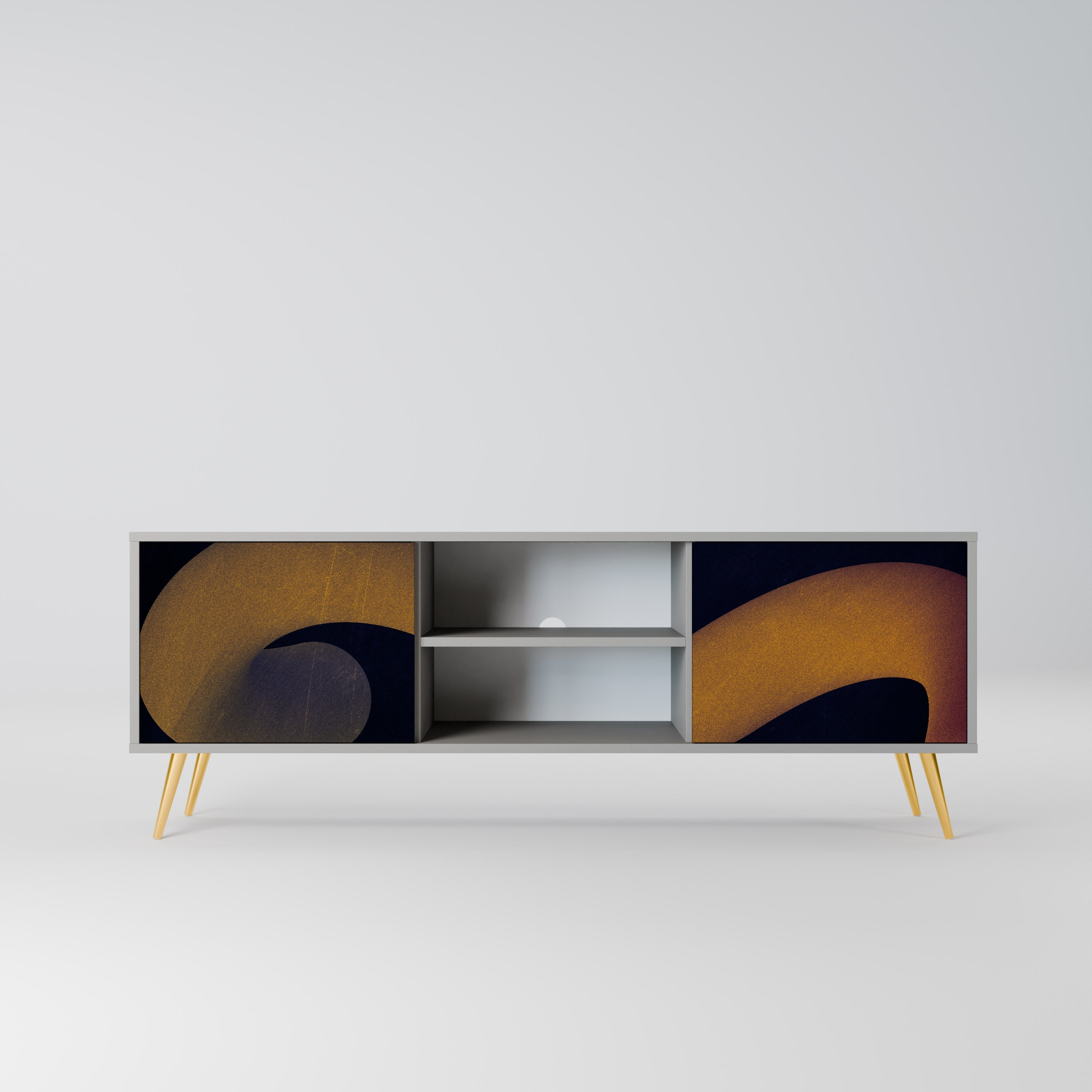 HOLLOW TIME Móvel de TV com 2 Portas em Acabamento Cinzento