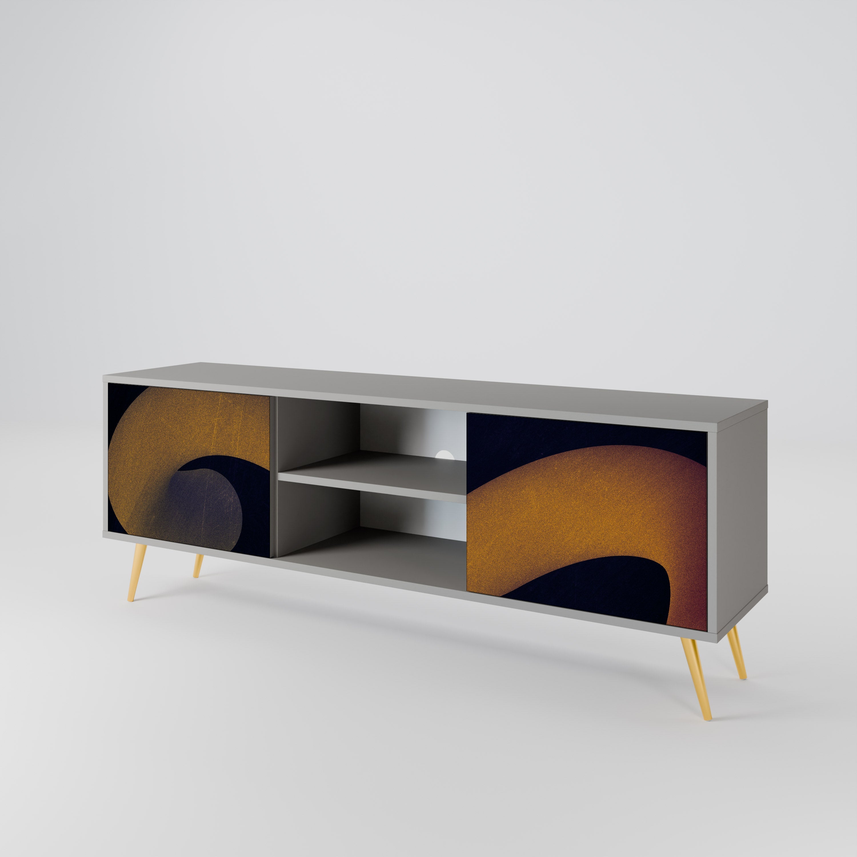 HOLLOW TIME Móvel de TV com 2 Portas em Acabamento Cinzento