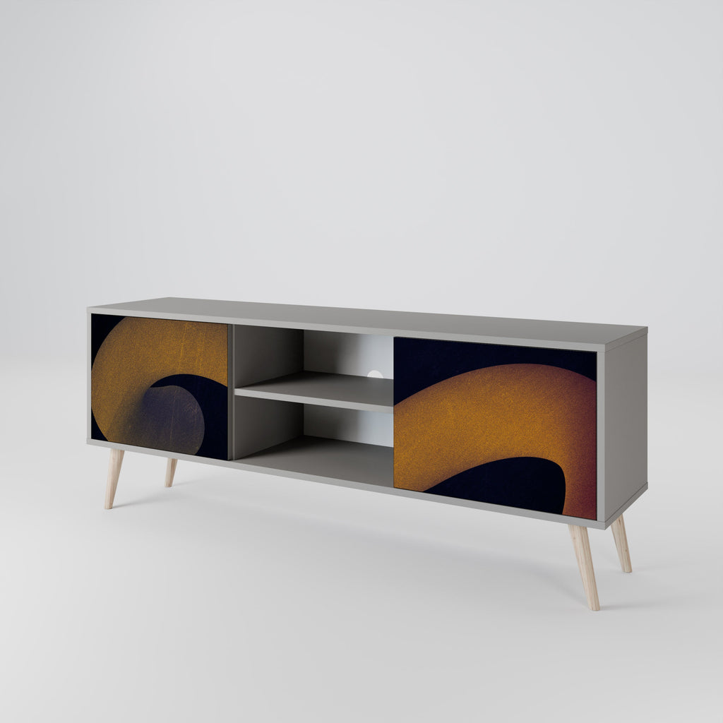 HOLLOW TIME Móvel de TV com 2 Portas em Acabamento Cinzento