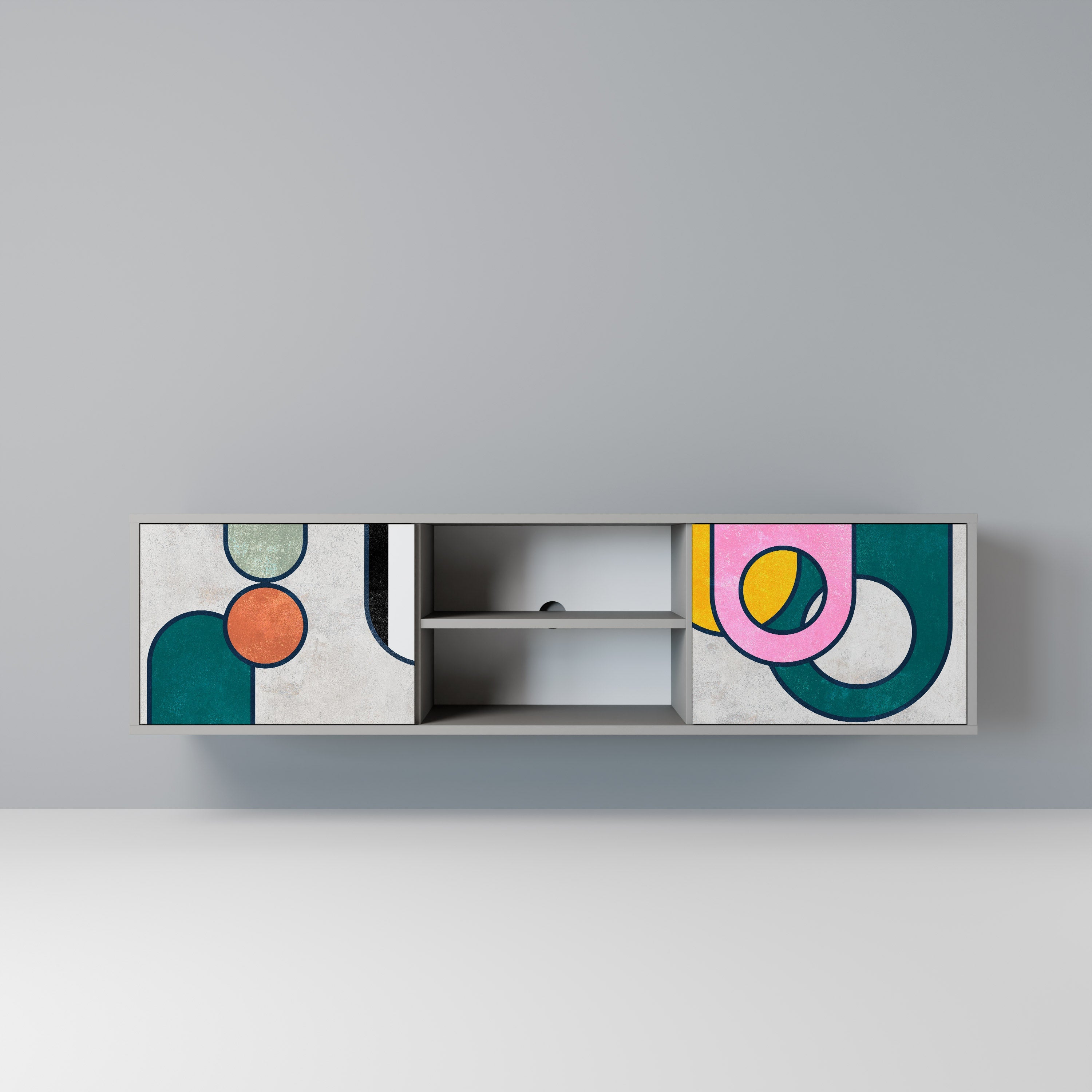 COOL STORY Móvel de TV com 2 Portas em Acabamento Cinzento